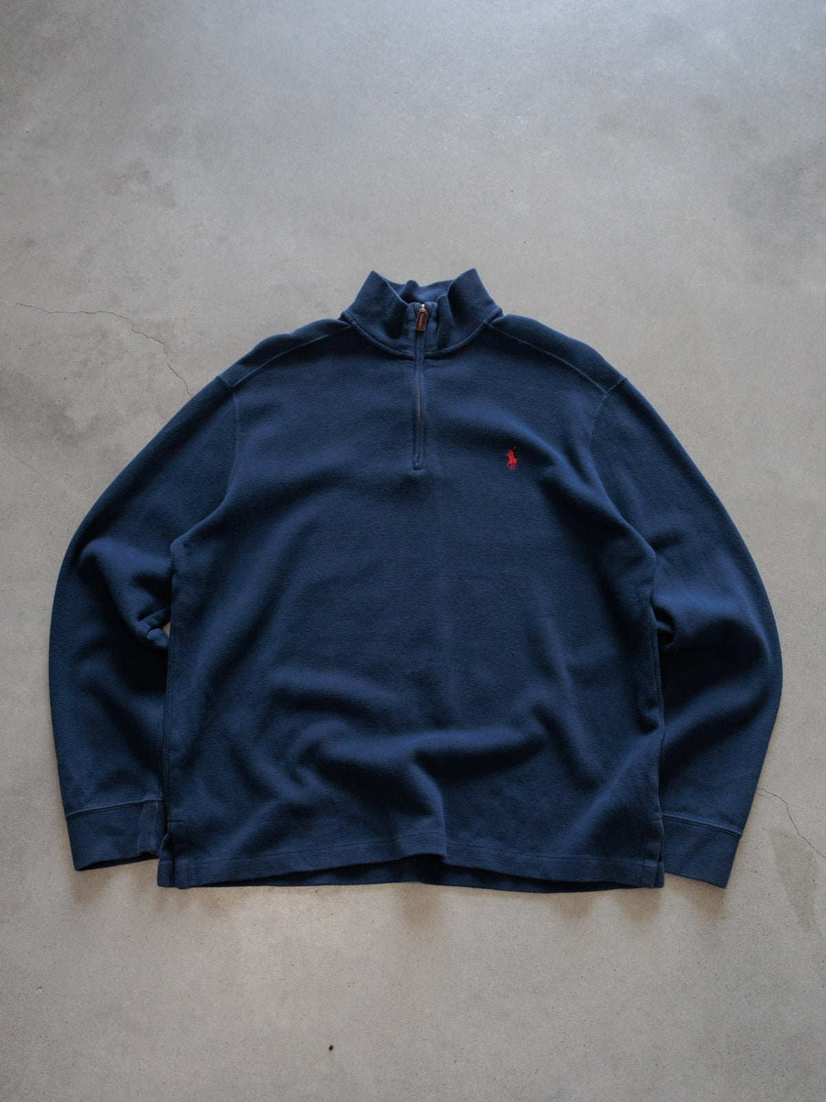 Vintage 90s Navy Polo Ralph Lauren Fleece Quarter Zip (L)