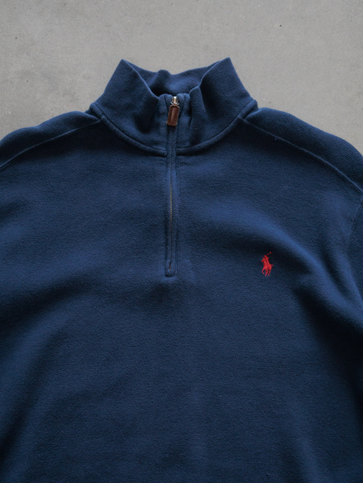 Vintage 90s Navy Polo Ralph Lauren Fleece Quarter Zip (L)