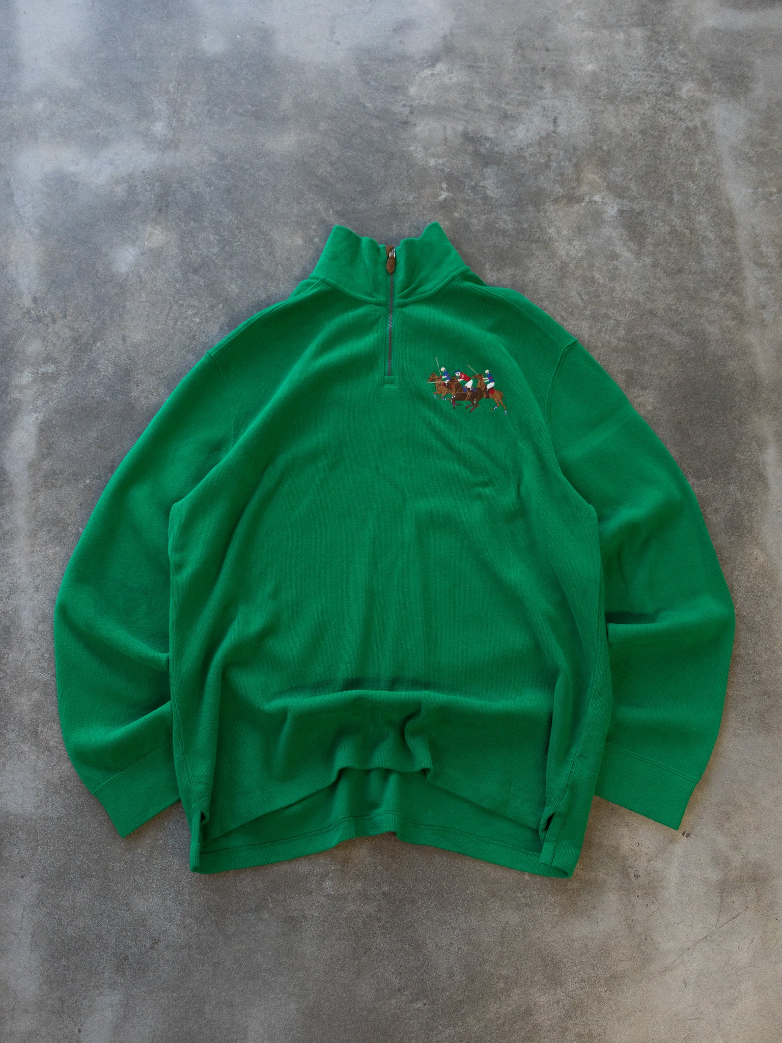Vintage Green Polo Ralph Lauren Quarter Zip Knit (XL)