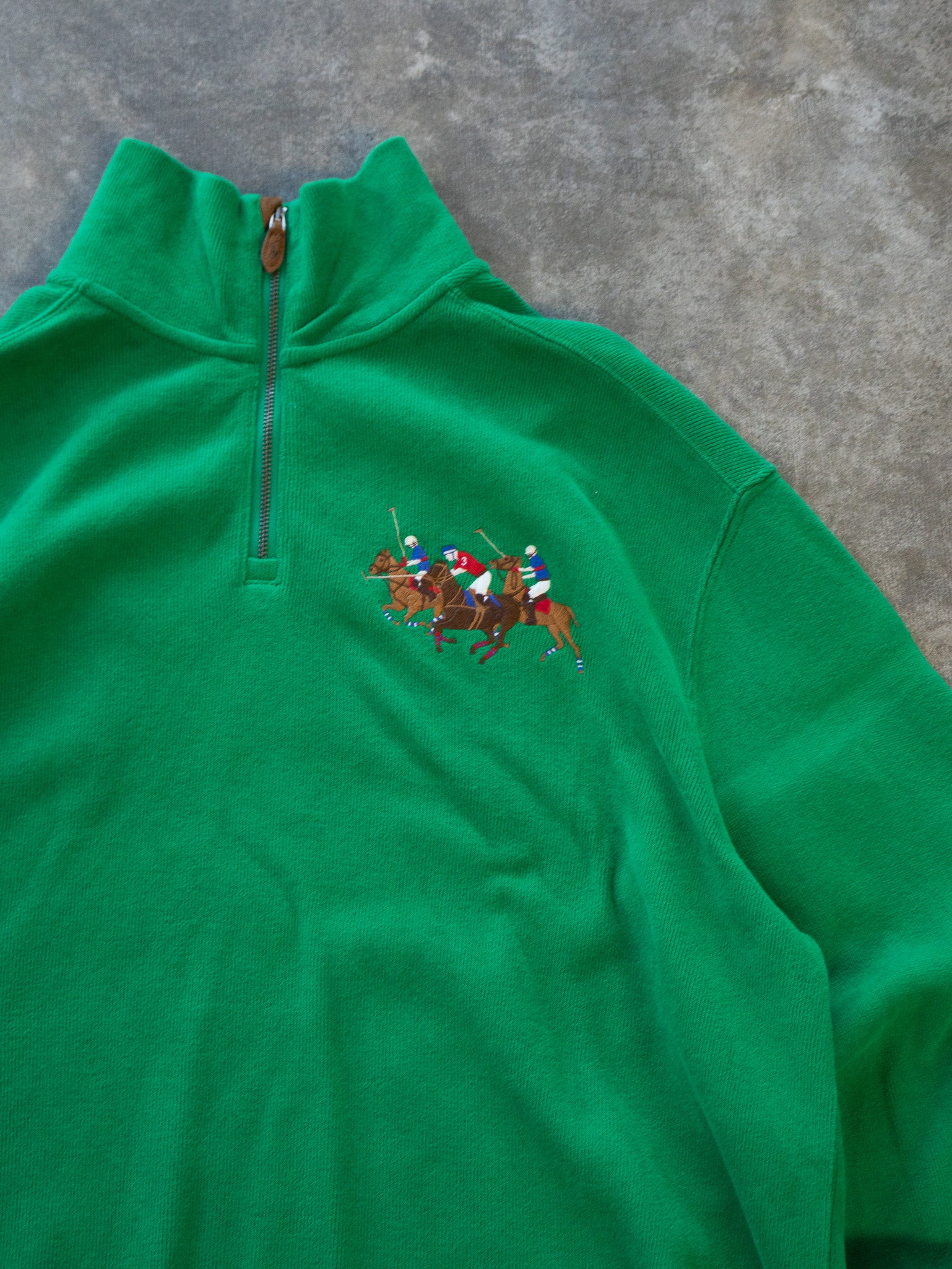 Vintage Green Polo Ralph Lauren Quarter Zip Knit (XL)
