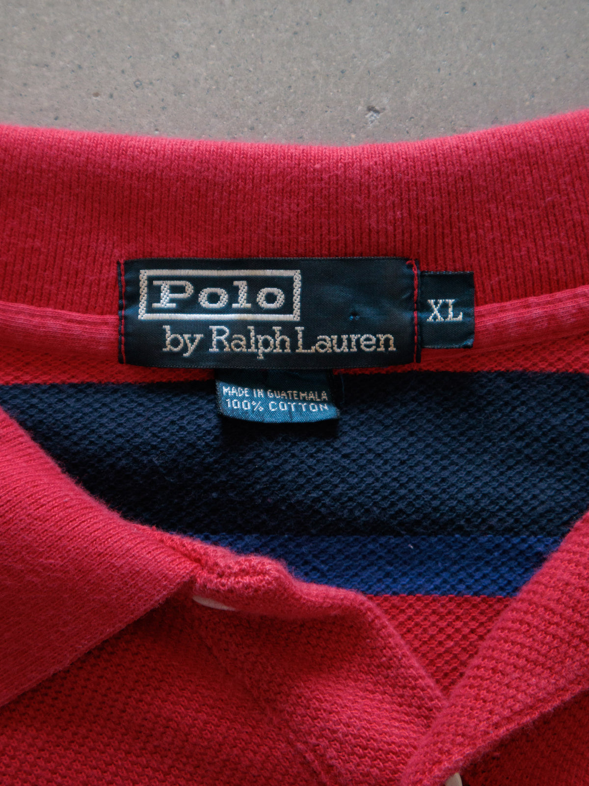 Vintage 00s Red Striped Polo Ralph Lauren Long Sleeve Polo Shirt (XL)