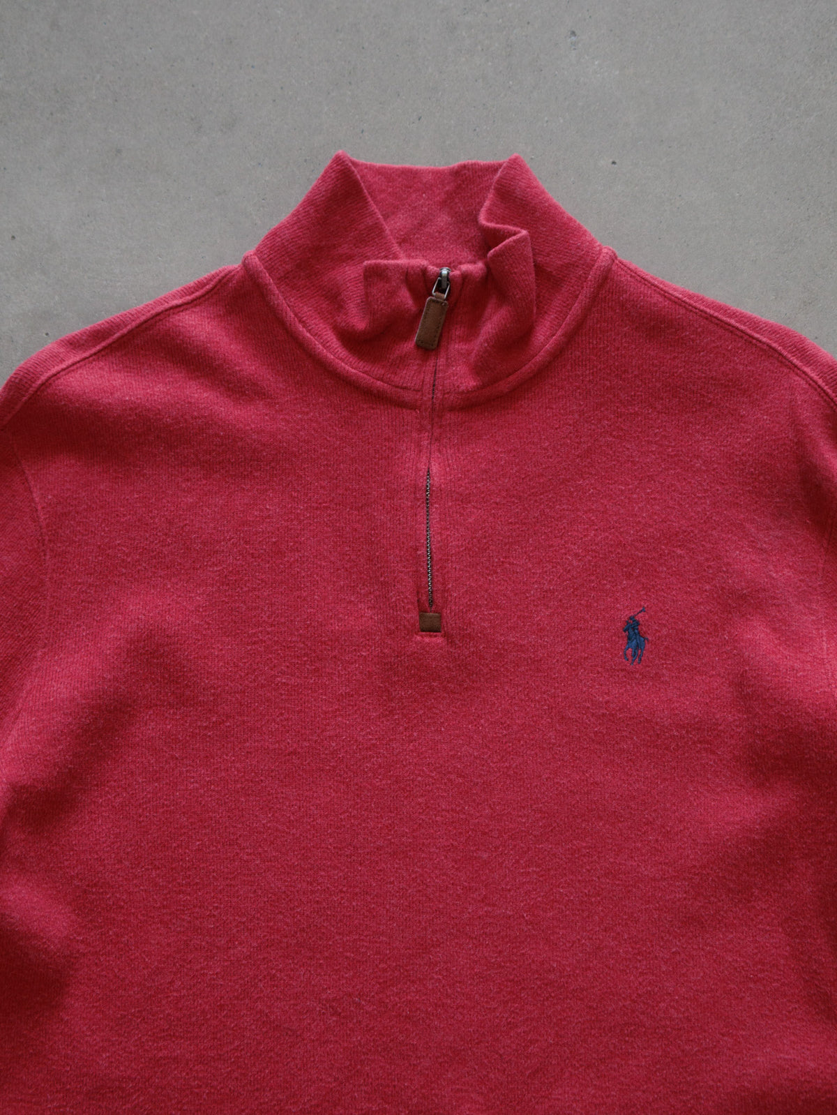 Vintage Red Polo Ralph Lauren Knit Quarter Zip (M)