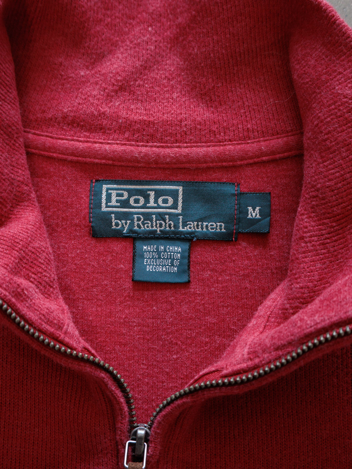 Vintage Red Polo Ralph Lauren Knit Quarter Zip (M)