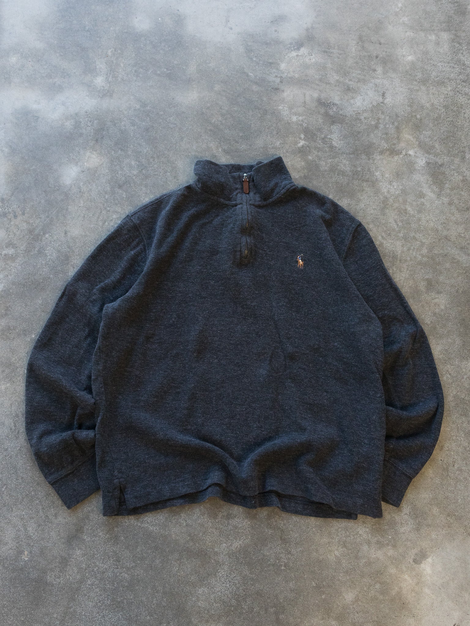 Vintage Charcoal Polo Ralph Lauren Quarter Zip Knit (M)