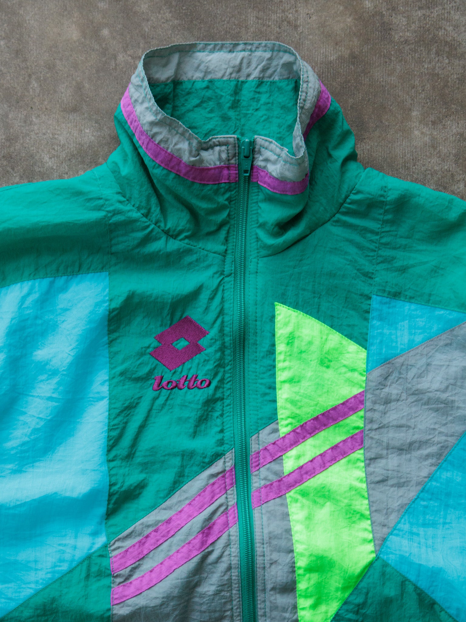 Vintage 90s Green Lotto Painters Lodge Colourblock Windbreaker (XL)