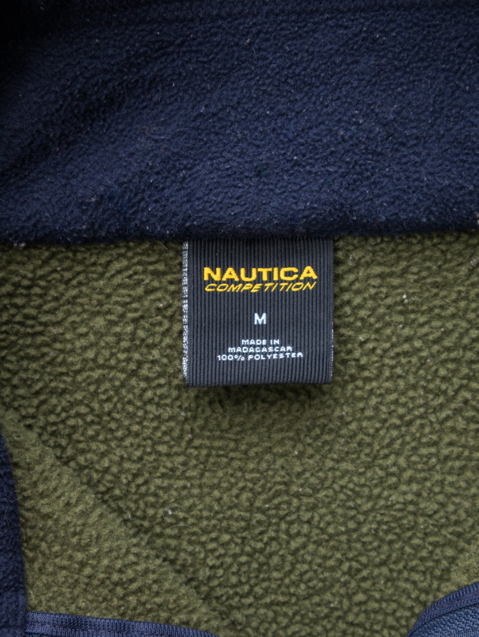 Vintage 00s Olive Nautica Competition Nautex Quarter Zip Fleece Sweatshirt (M)