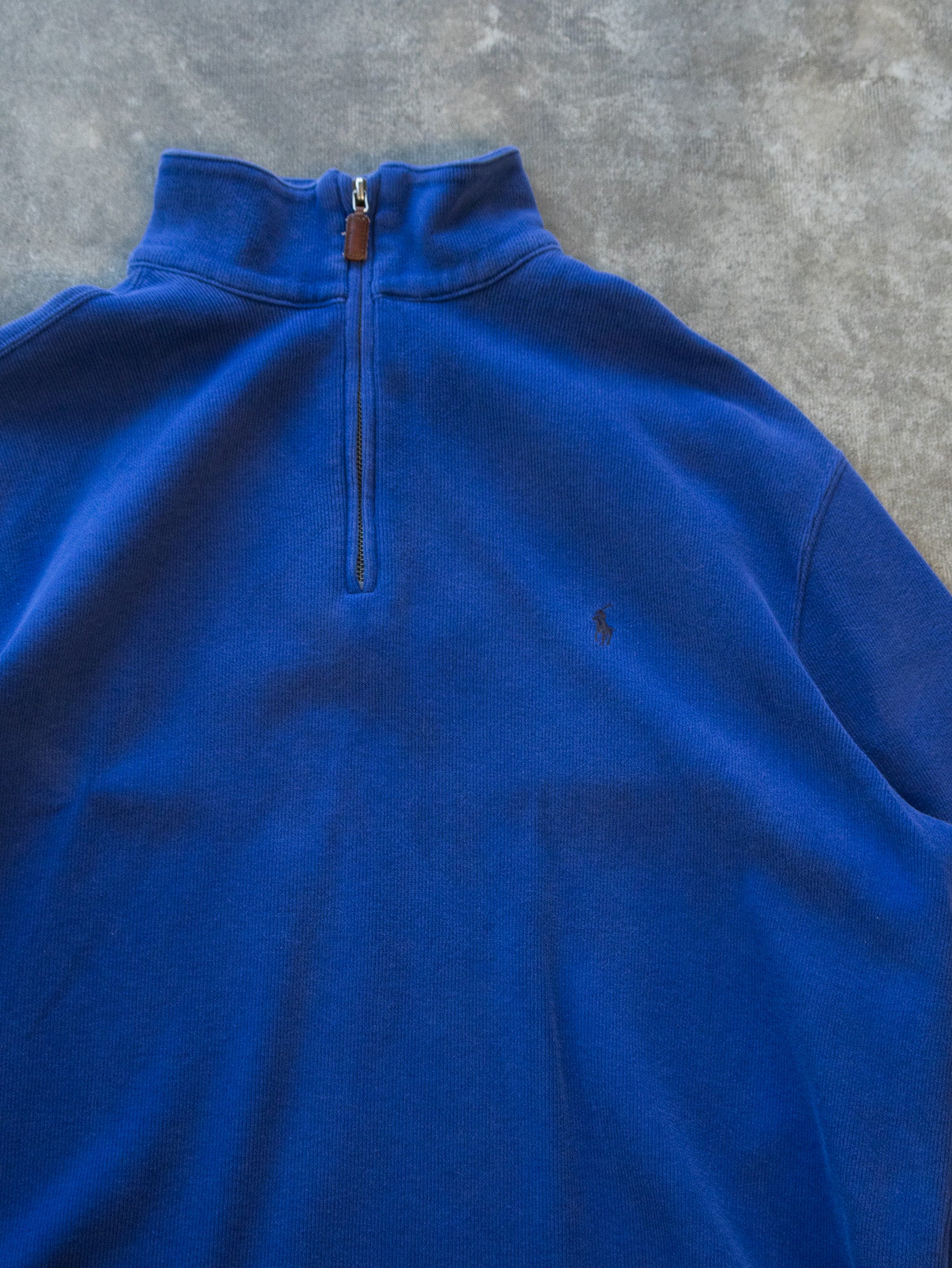 Vintage Blue Polo Ralph Lauren Quarter Zip Knit (L)