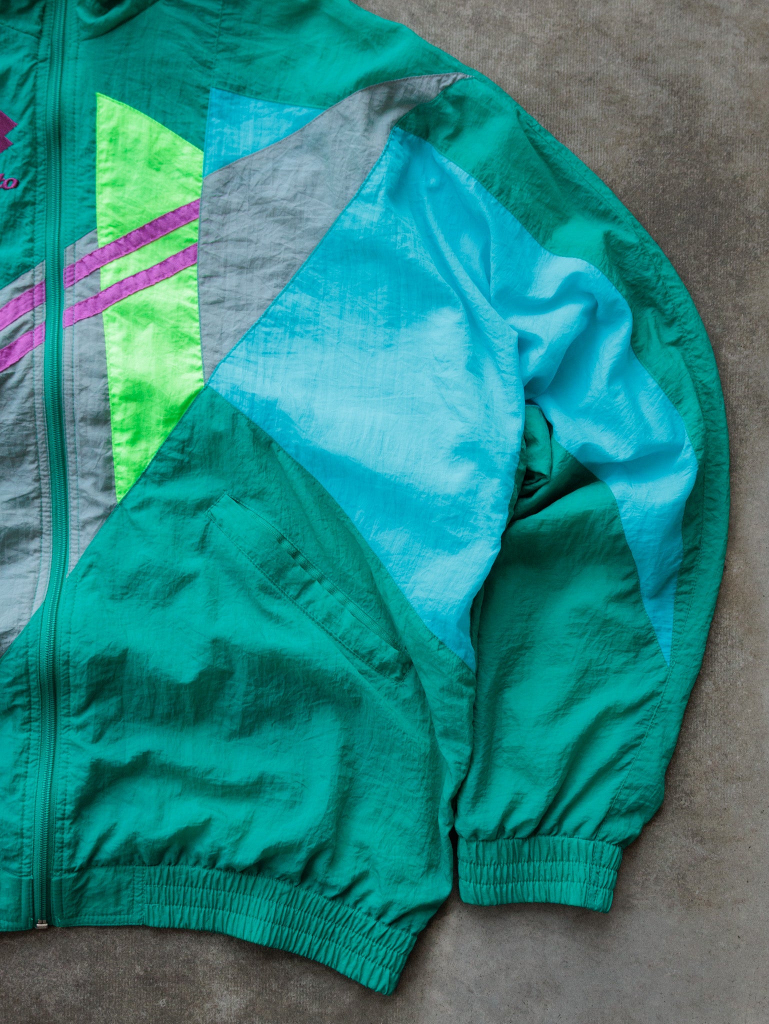 Vintage 90s Green Lotto Painters Lodge Colourblock Windbreaker (XL)