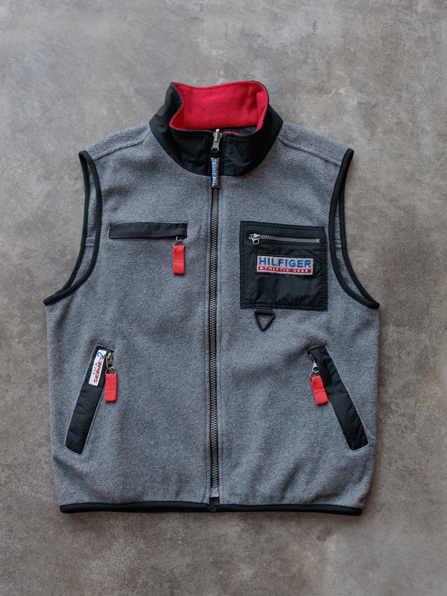 Vintage 90s Grey Tommy Hilfiger Athletic Gear Fleece Vest (M)
