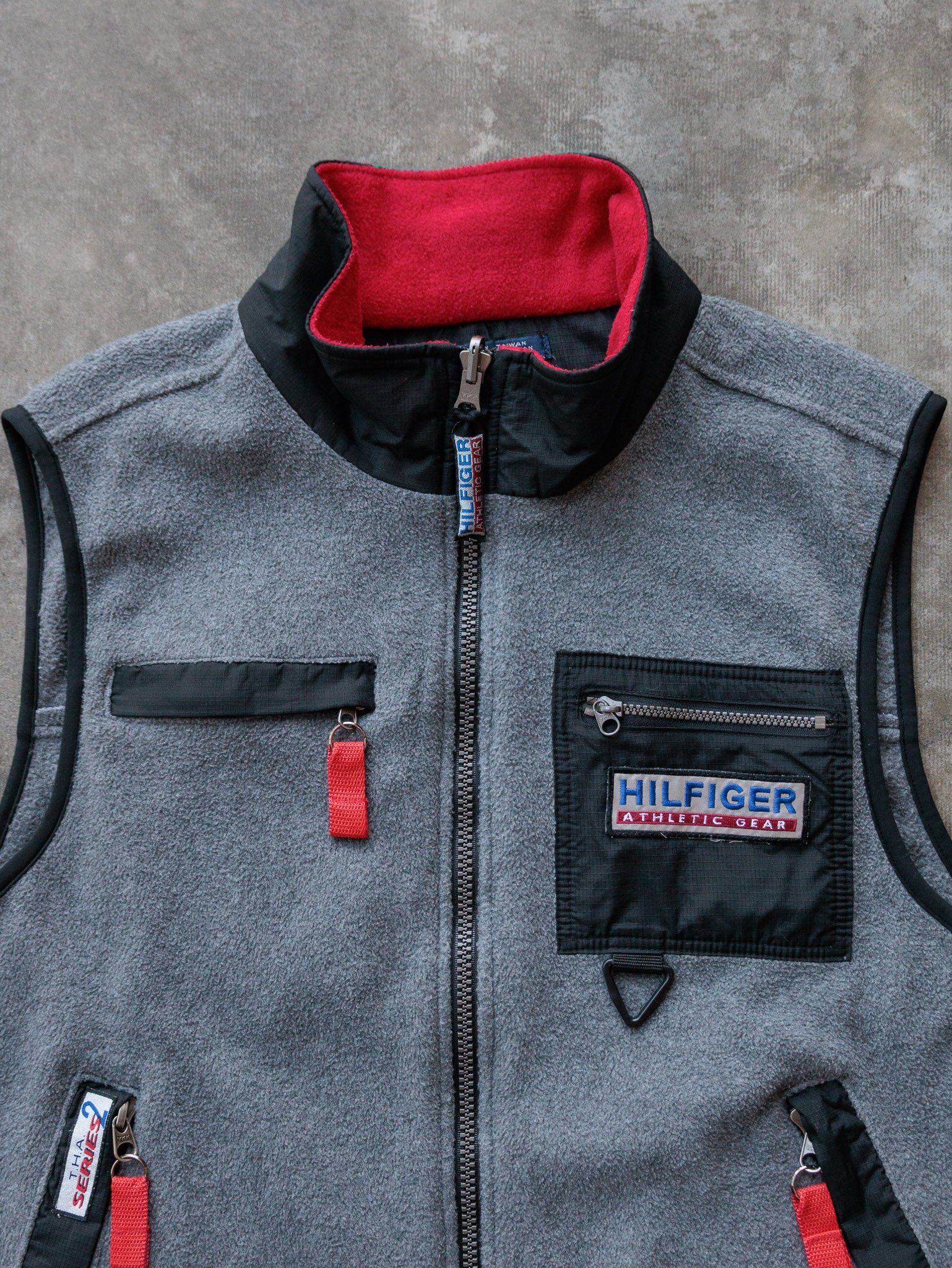 Vintage 90s Grey Tommy Hilfiger Athletic Gear Fleece Vest (M)