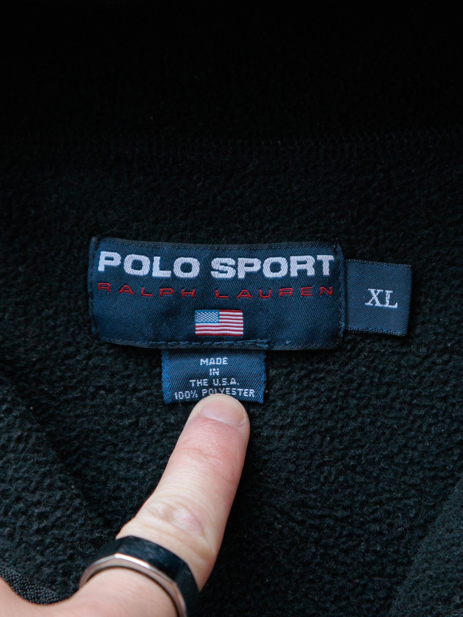 Vintage 90s Black Polo Sport Fleece Sweatshirt (XL)