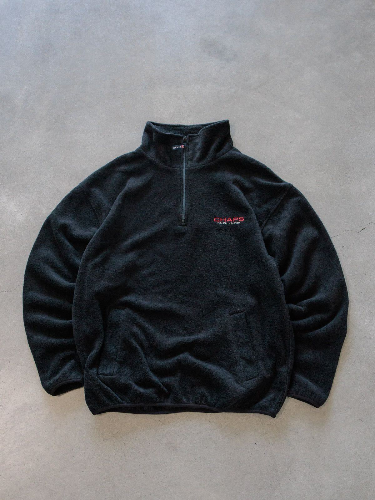 Vintage 00s Black Chaps Ralph Lauren Fleece Quarter Zip (L)