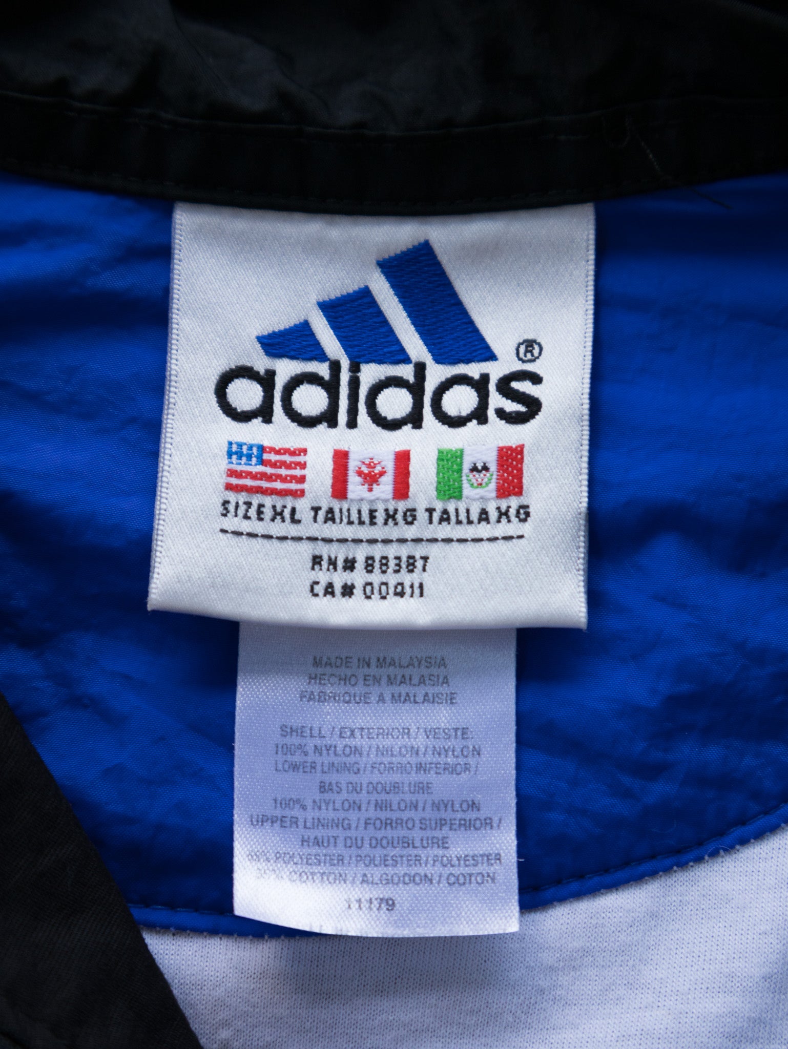 Vintage Blue Adidas 3-Stripe Track Jacket (XL)