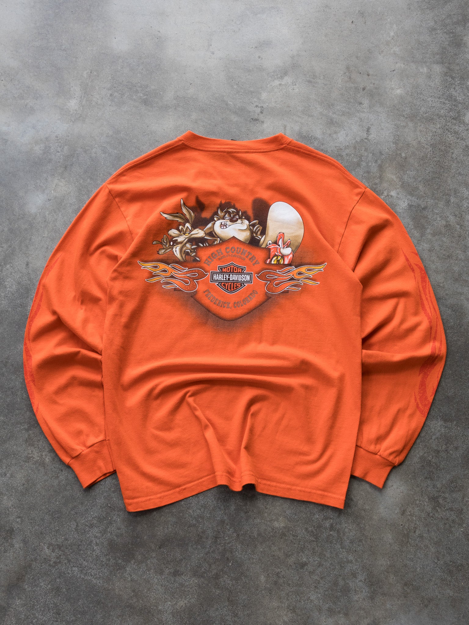 Vintage Orange Harley-Davidson Looney Tunes Long Sleeve (M)