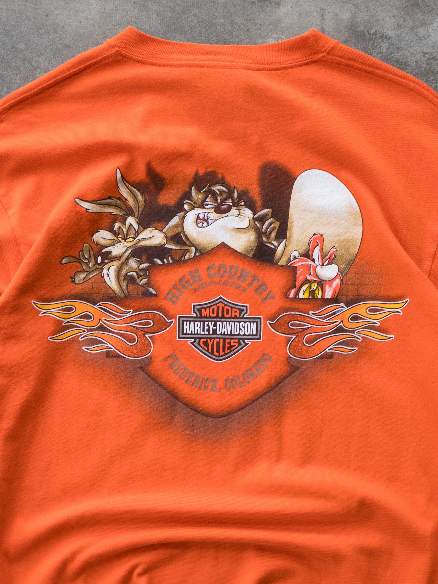 Vintage Orange Harley-Davidson Looney Tunes Long Sleeve (M)