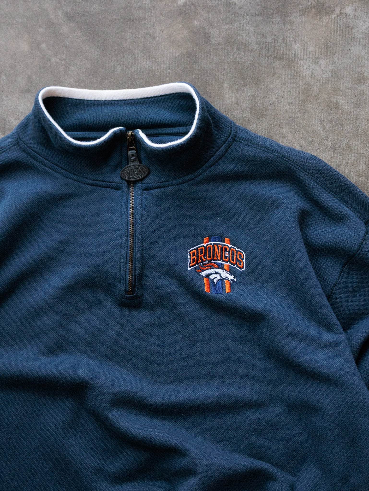 Vintage 00s Navy Denver Broncos Quarter Zip Sweatshirt (XL)