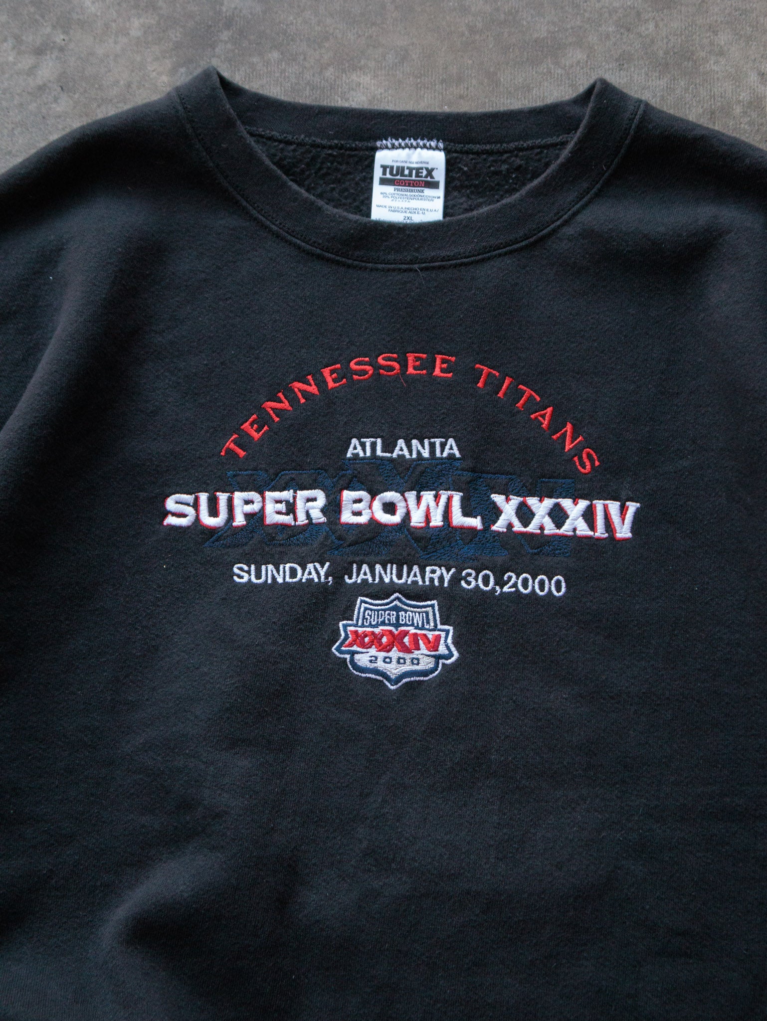 Vintage 2000 Black Tennessee Titans Super Bowl Sweatshirt (2XL)