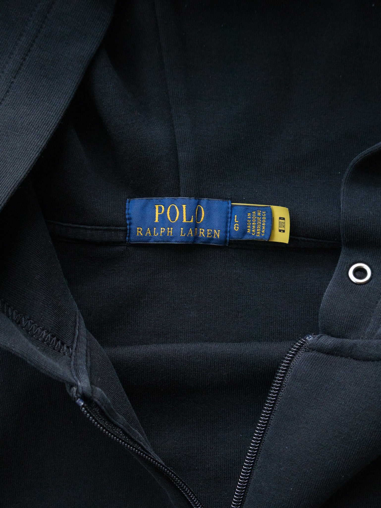 Vintage Black Polo Ralph Lauren Full Zip Hoodie (L)