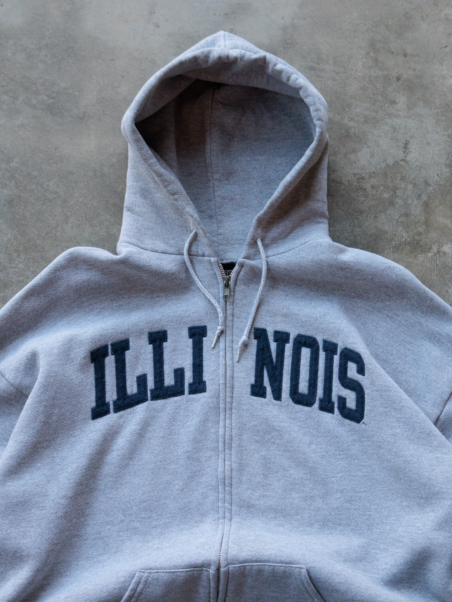 Vintage 90s Grey Illinois Zip Hoodie (XL)