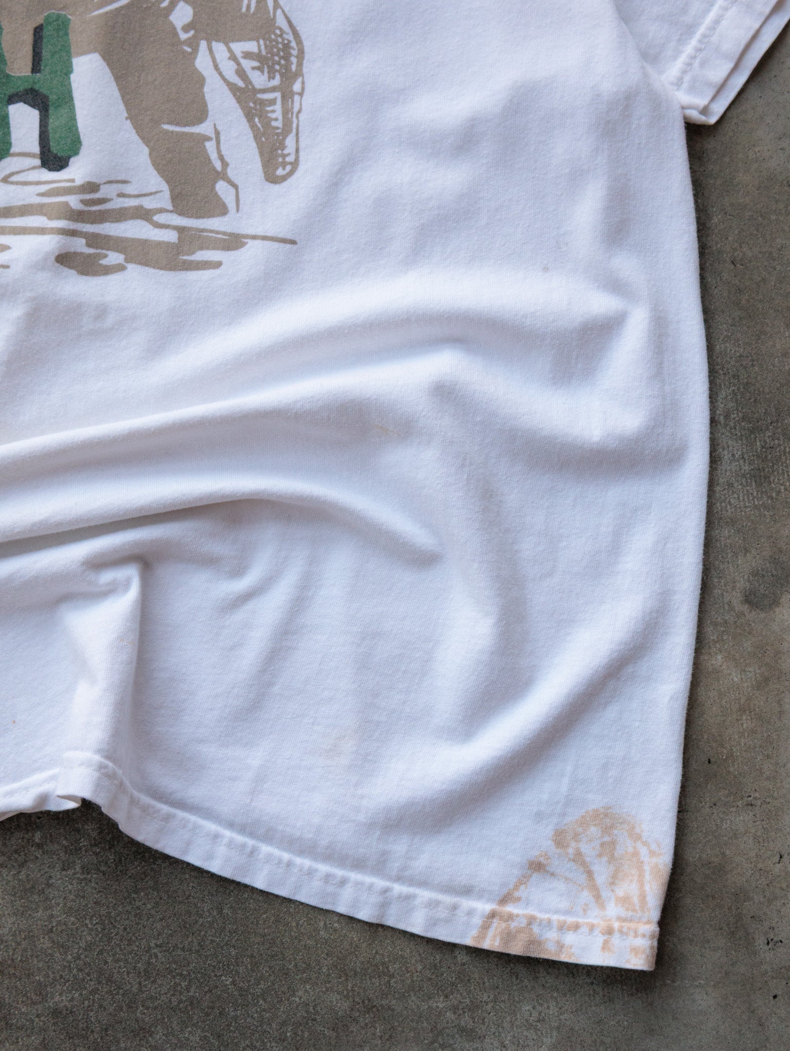Vintage White Shut Up & Fish Slogan Tee (-)