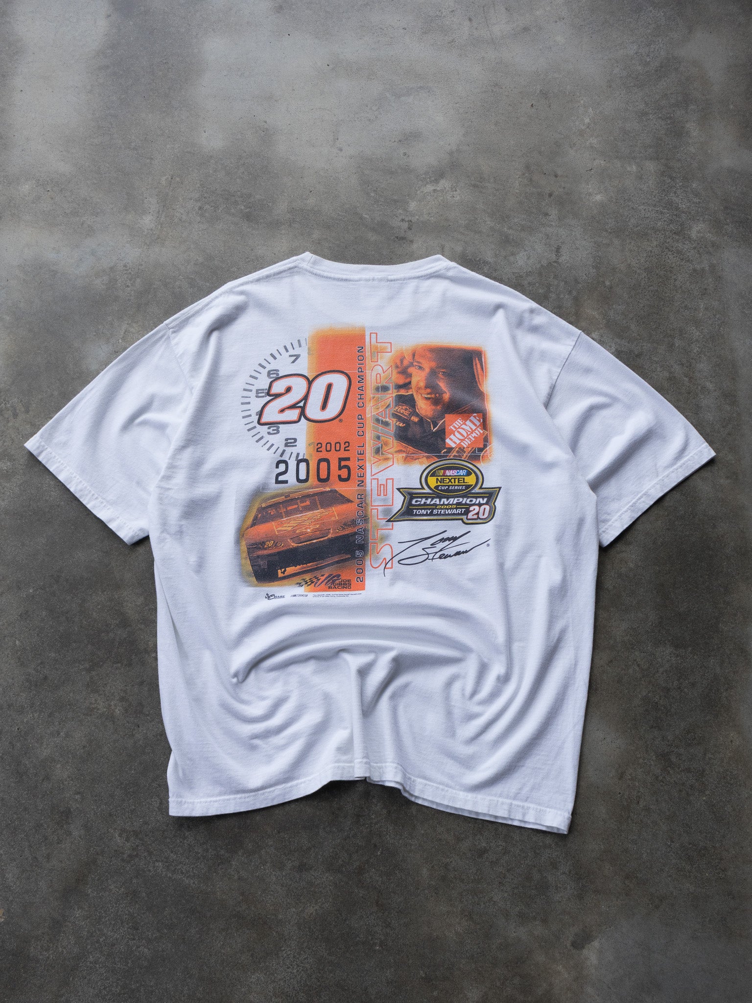 Vintage 2005 White NASCAR Tony Stewart Nextel Cup Champion Tee (XL)