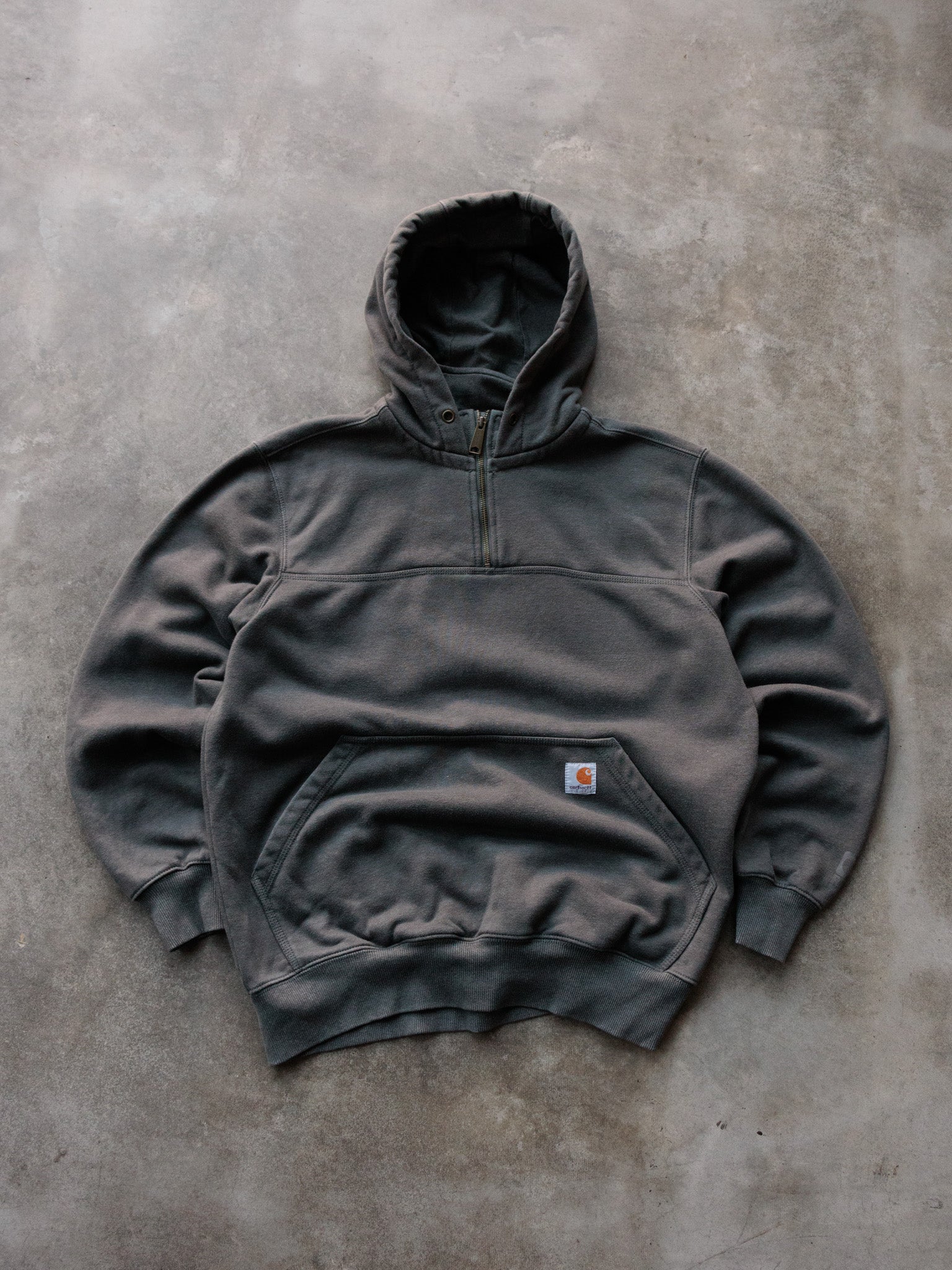 Vintage Grey Carhartt Quarter Zip Hoodie (M)