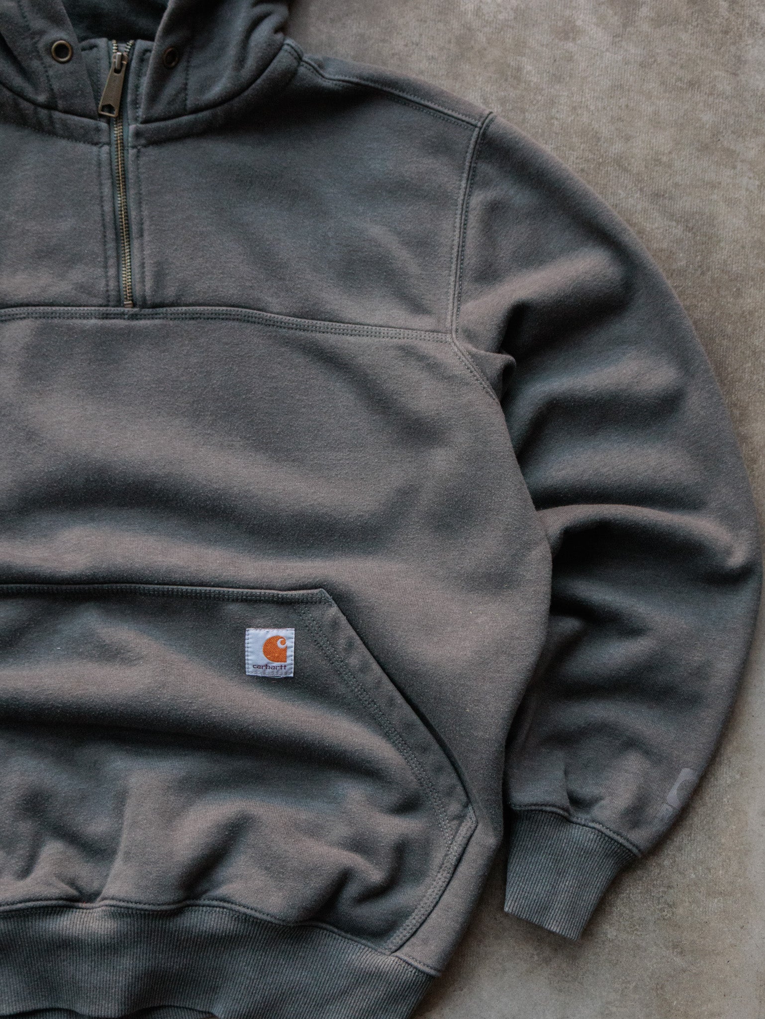 Vintage Grey Carhartt Quarter Zip Hoodie (M)