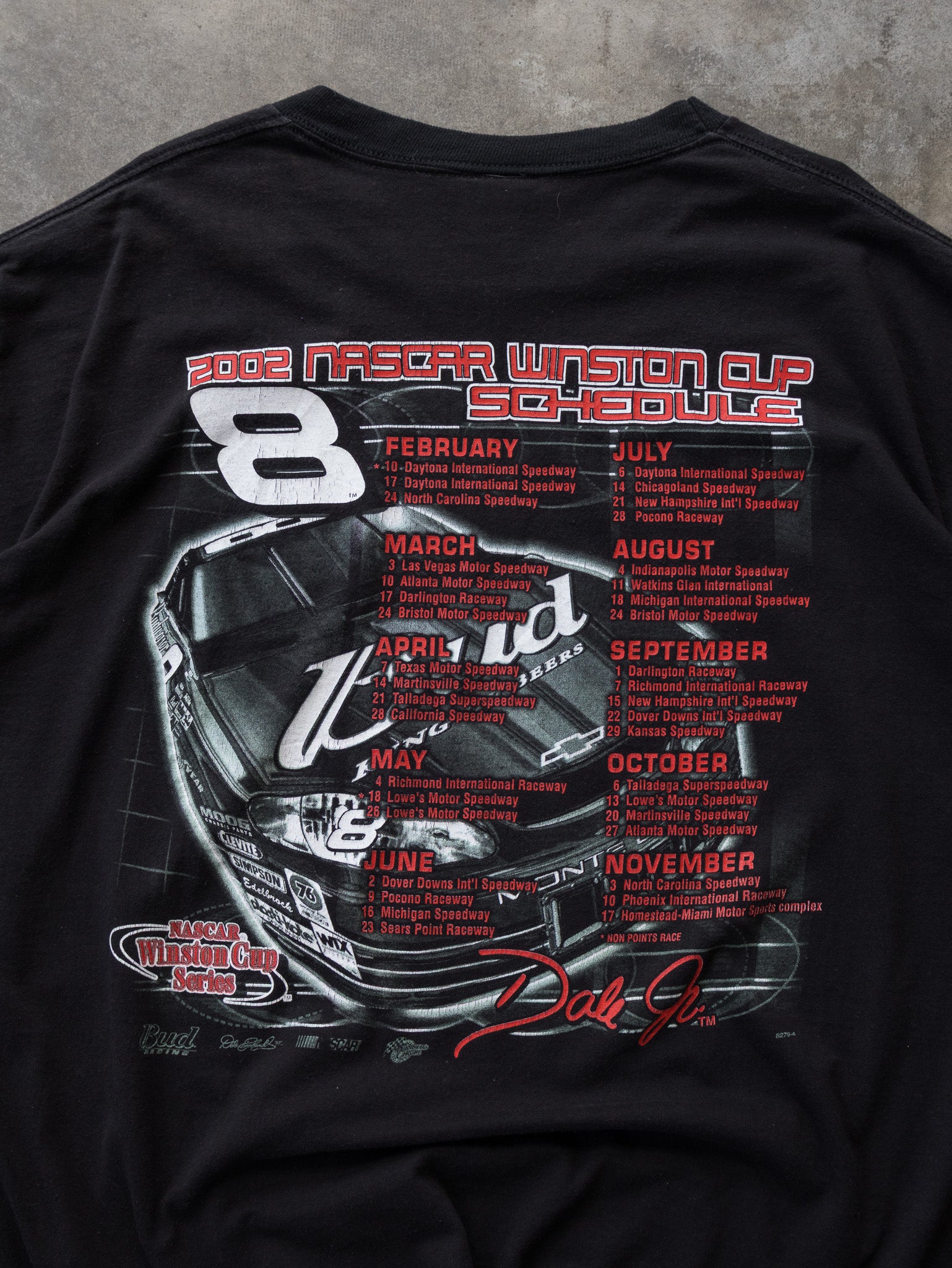 Vintage 2002 NASCAR Dale Earnhardt Jr. #8 Winston Cup Schedule Tee (2XL)