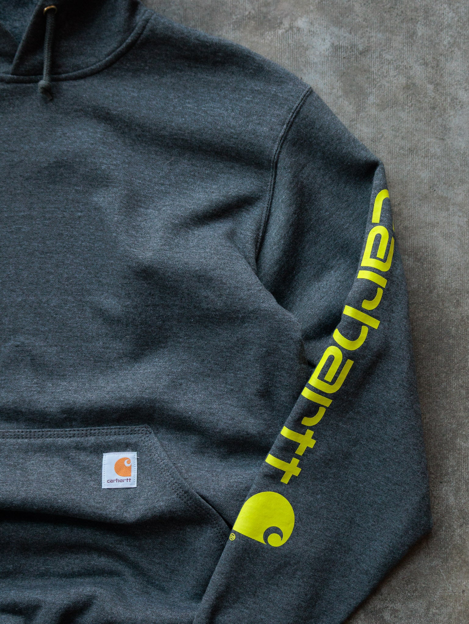 Vintage Grey Carhartt Sleeve Spell Out Hoodie (M)