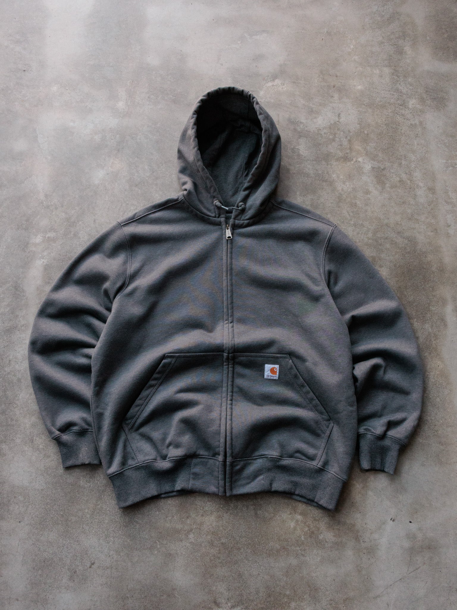 Vintage Grey Carhartt Full Zip Hoodie (L)