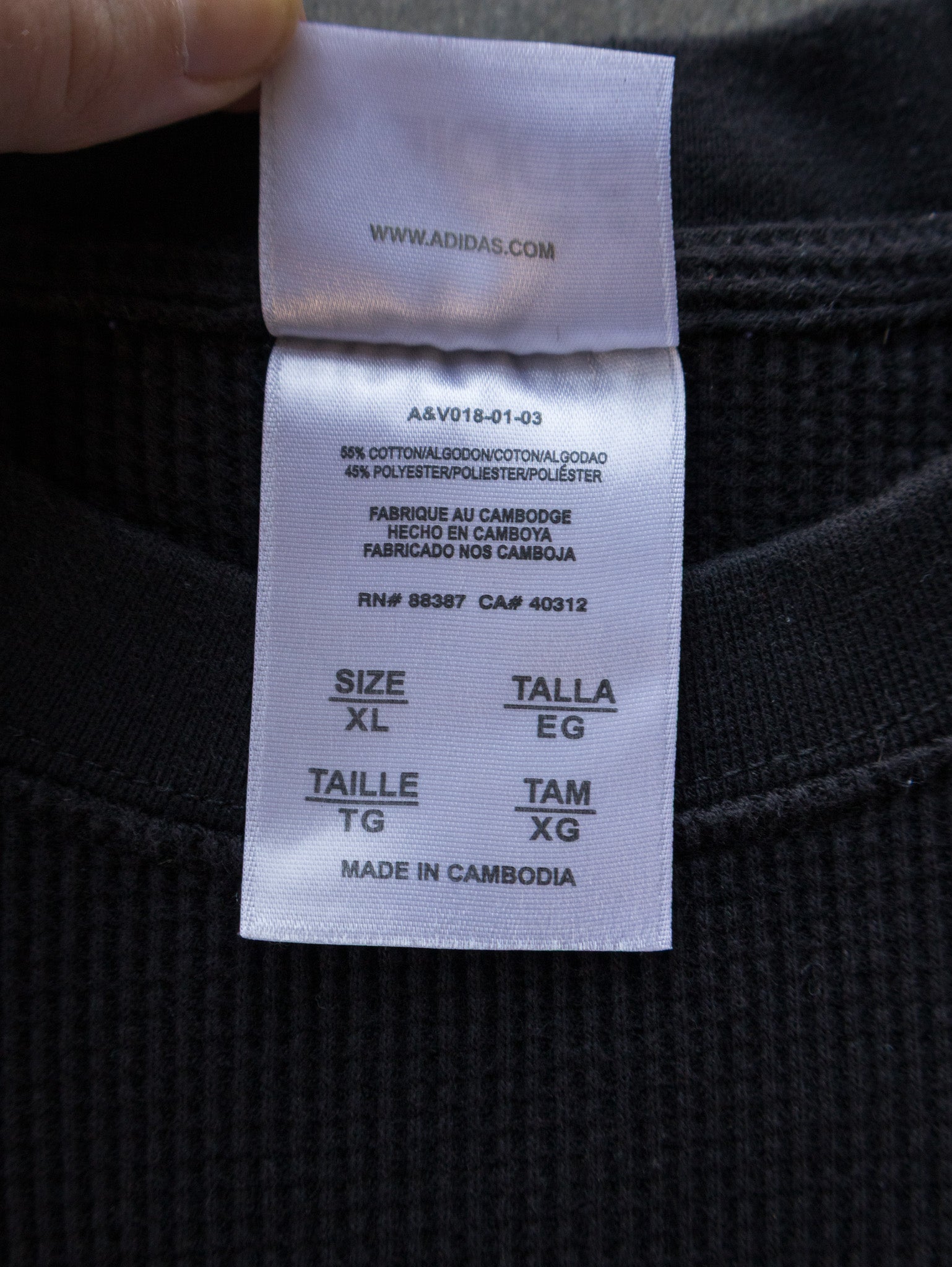 Vintage 00s Black Adidas 3 Stripe Waffle Knit Long Sleeve (XL)