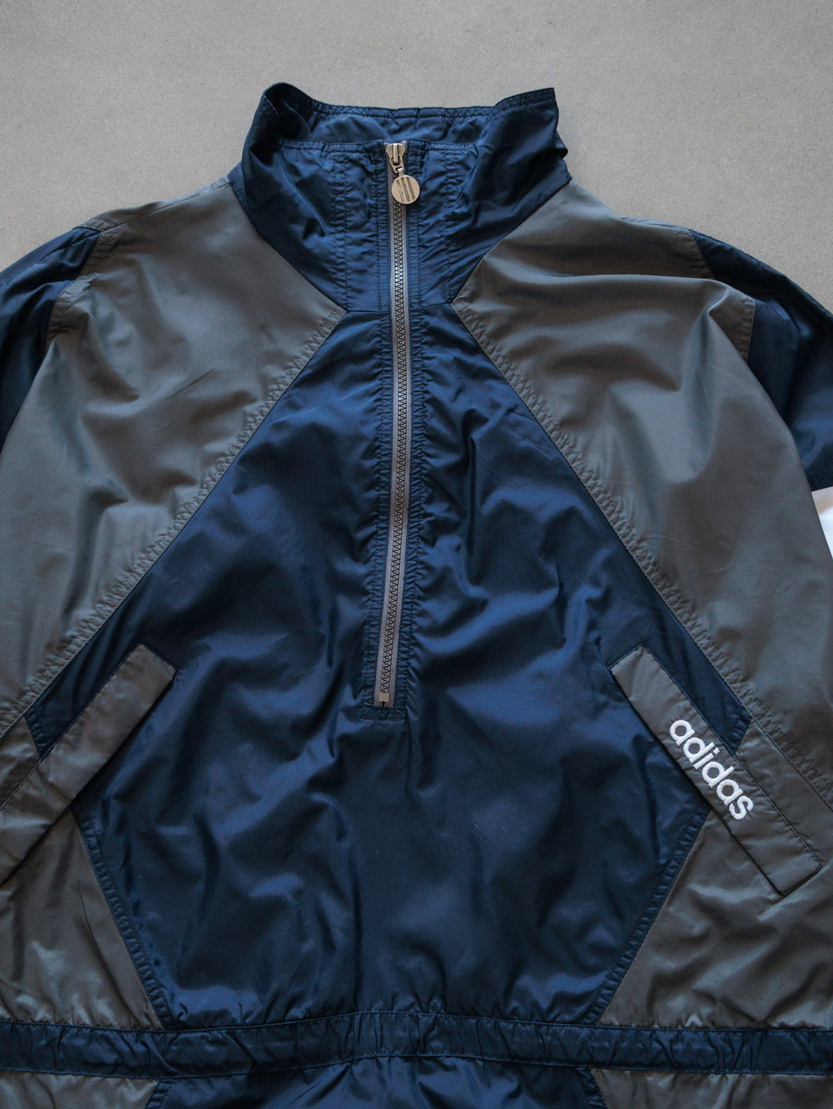 Vintage 90s Navy Adidas Colourblock Windbreaker (XL)