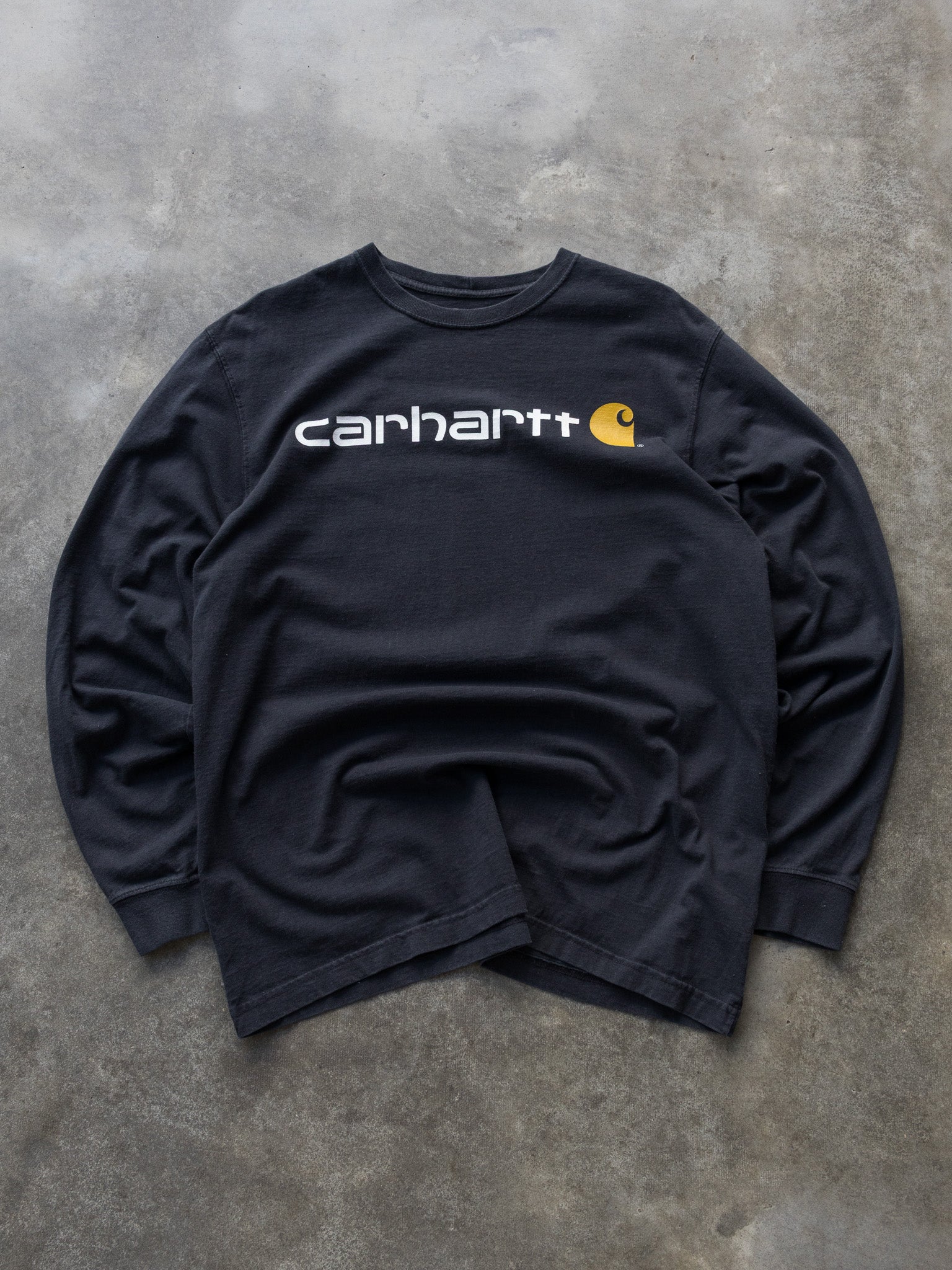 Vintage Navy Carhartt Spell Out Long Sleeve (L)