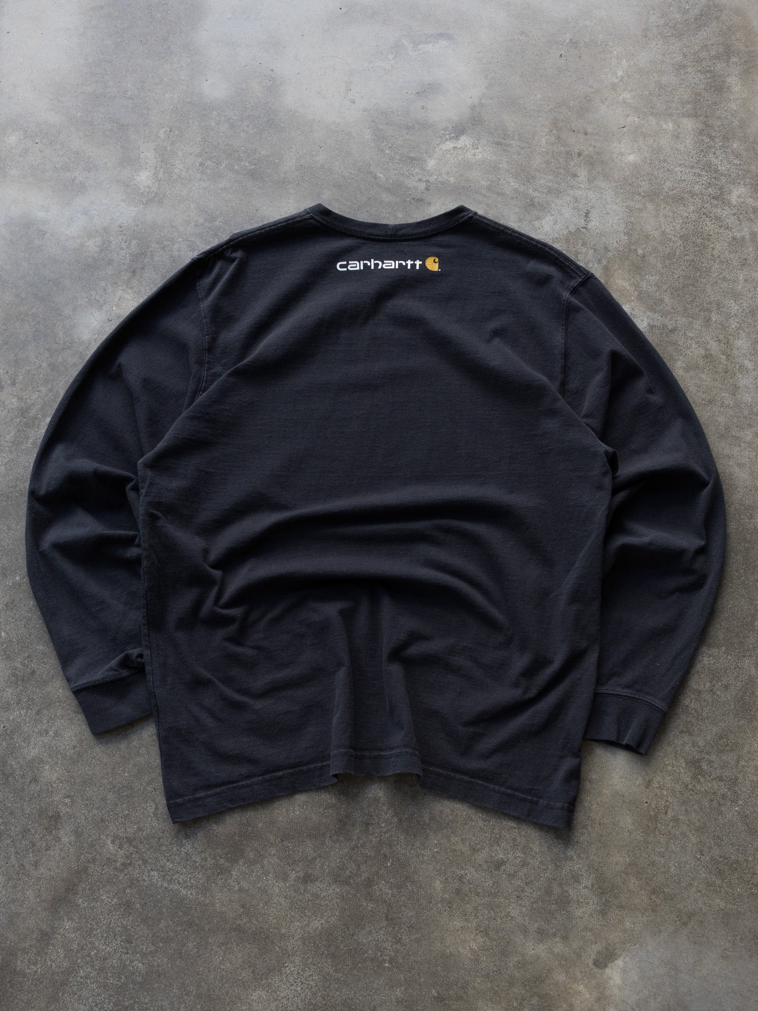 Vintage Navy Carhartt Spell Out Long Sleeve (L)