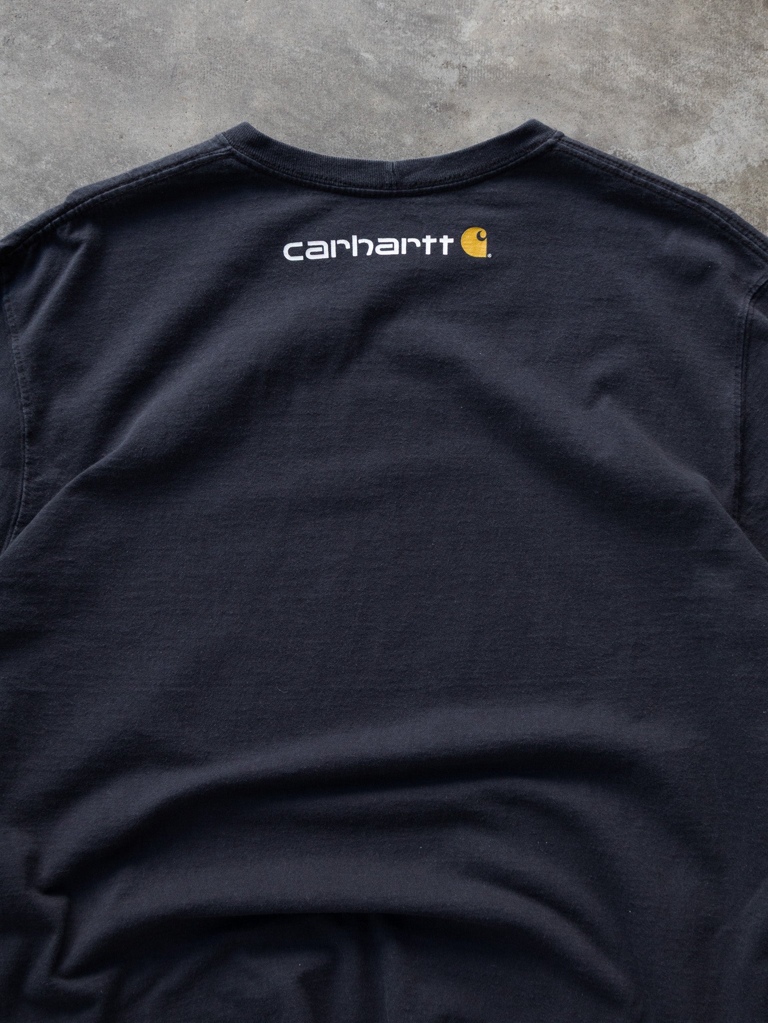 Vintage Navy Carhartt Spell Out Long Sleeve (L)