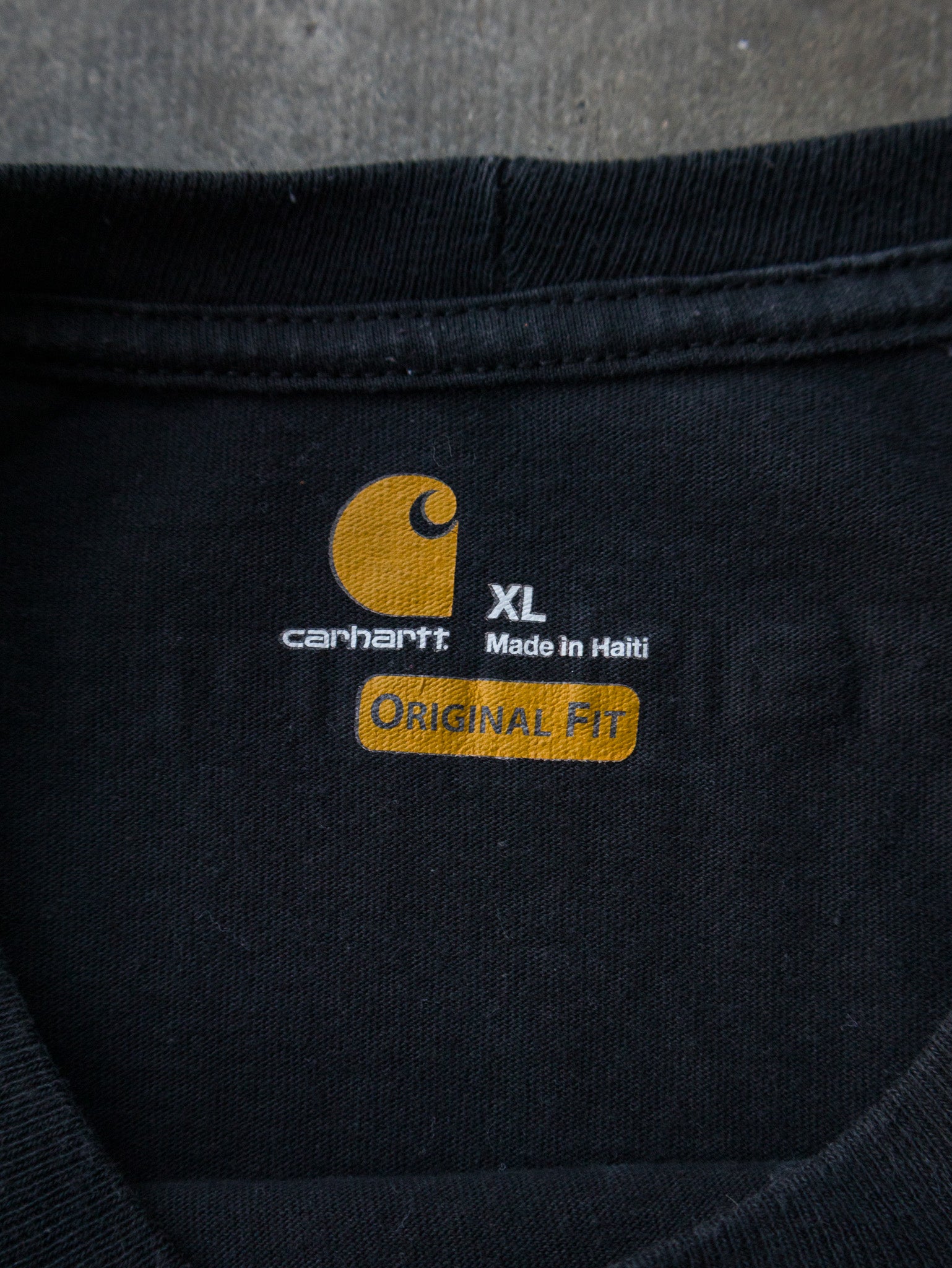 Vintage Black Carhartt Spell Out Tee (XL)