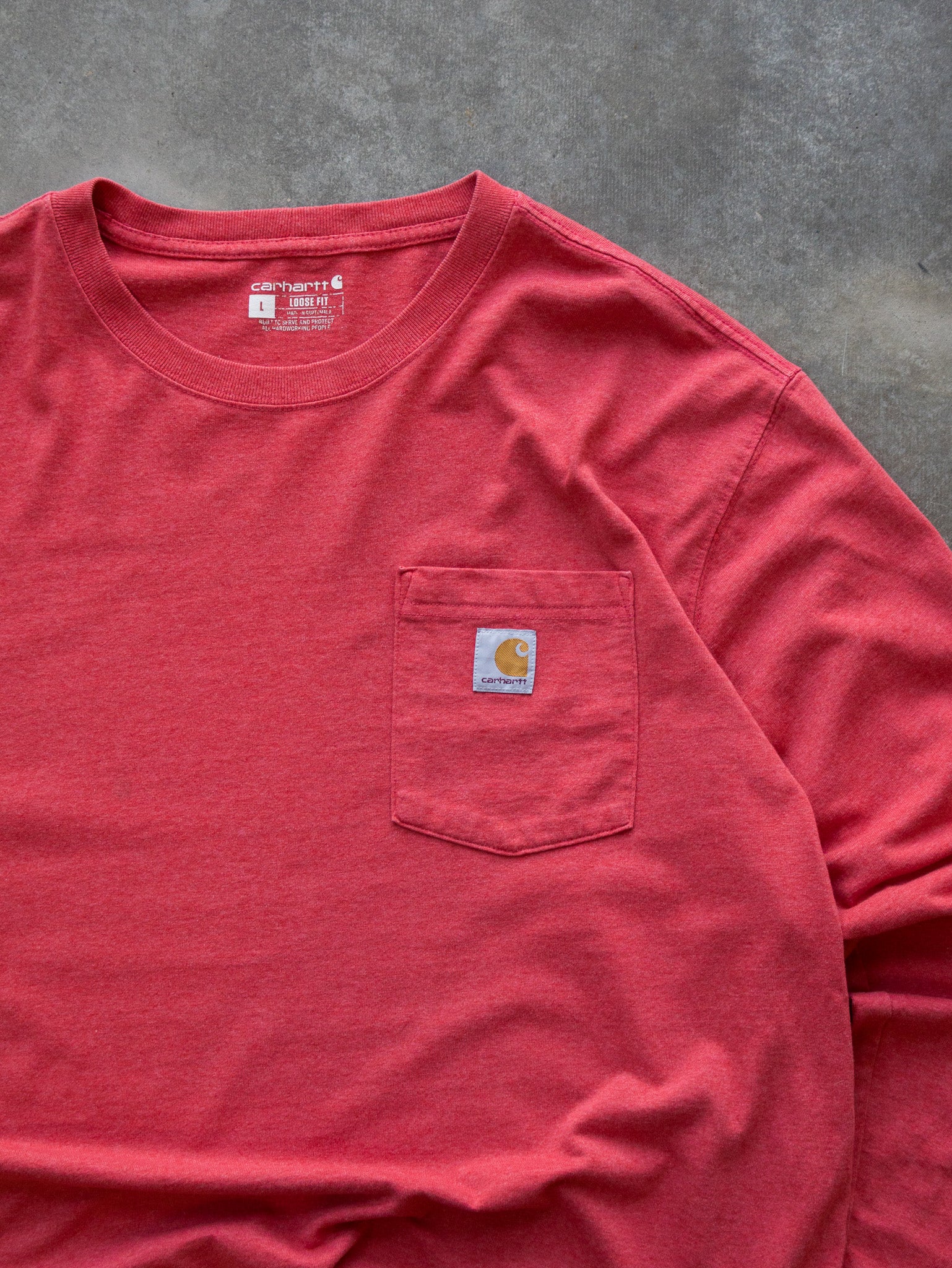 Vintage Red Carhartt Pocket Long Sleeve Pocket (L)