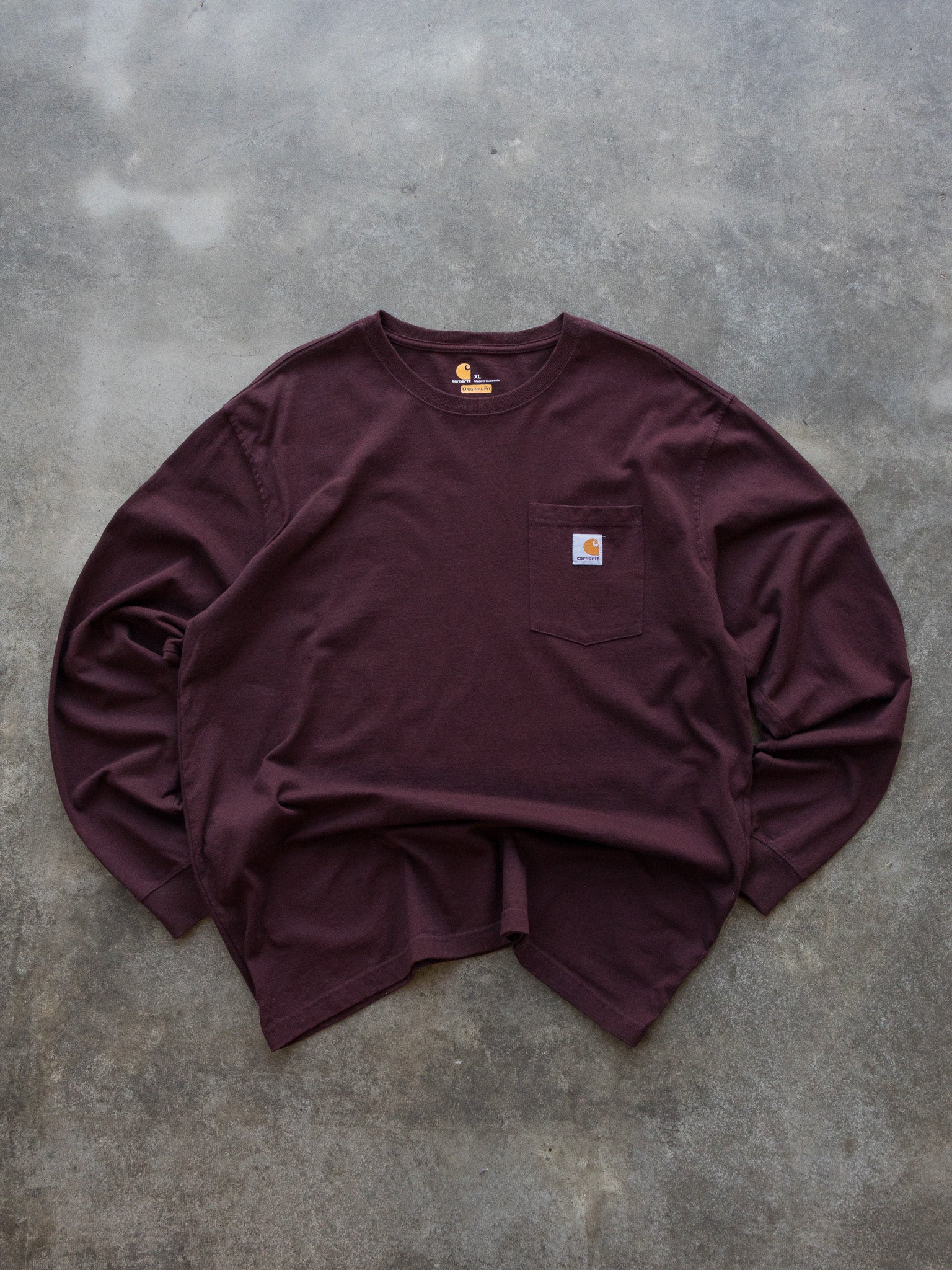 Vintage Maroon Carhartt Pocket Long Sleeve (XL)