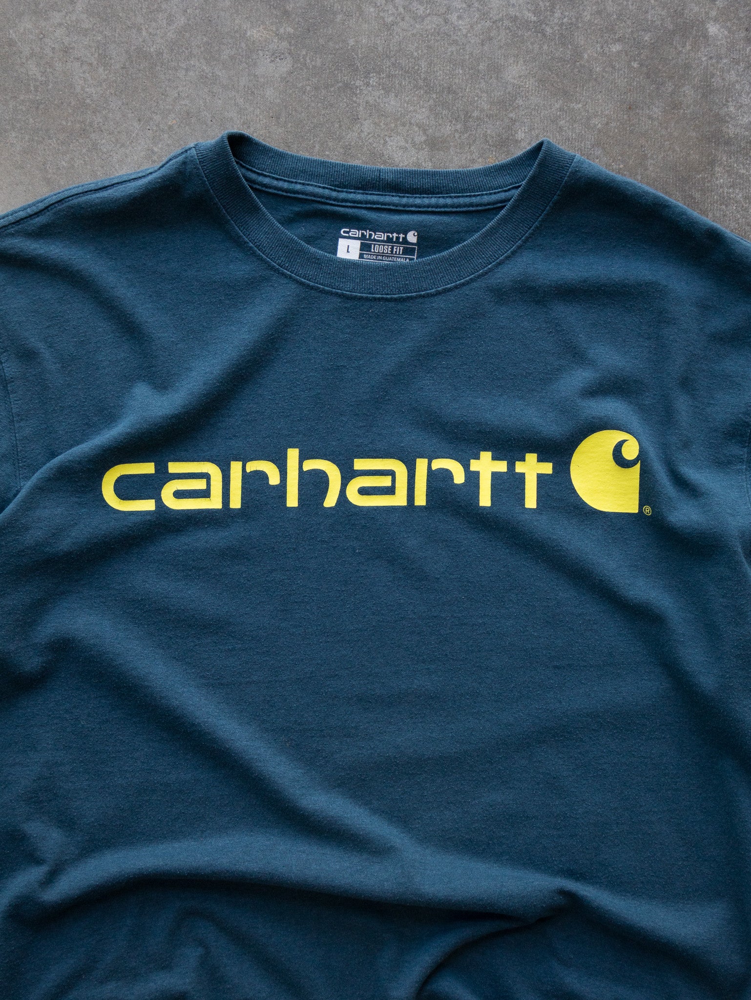 Vintage Blue Carhartt Spell Out Tee (L)