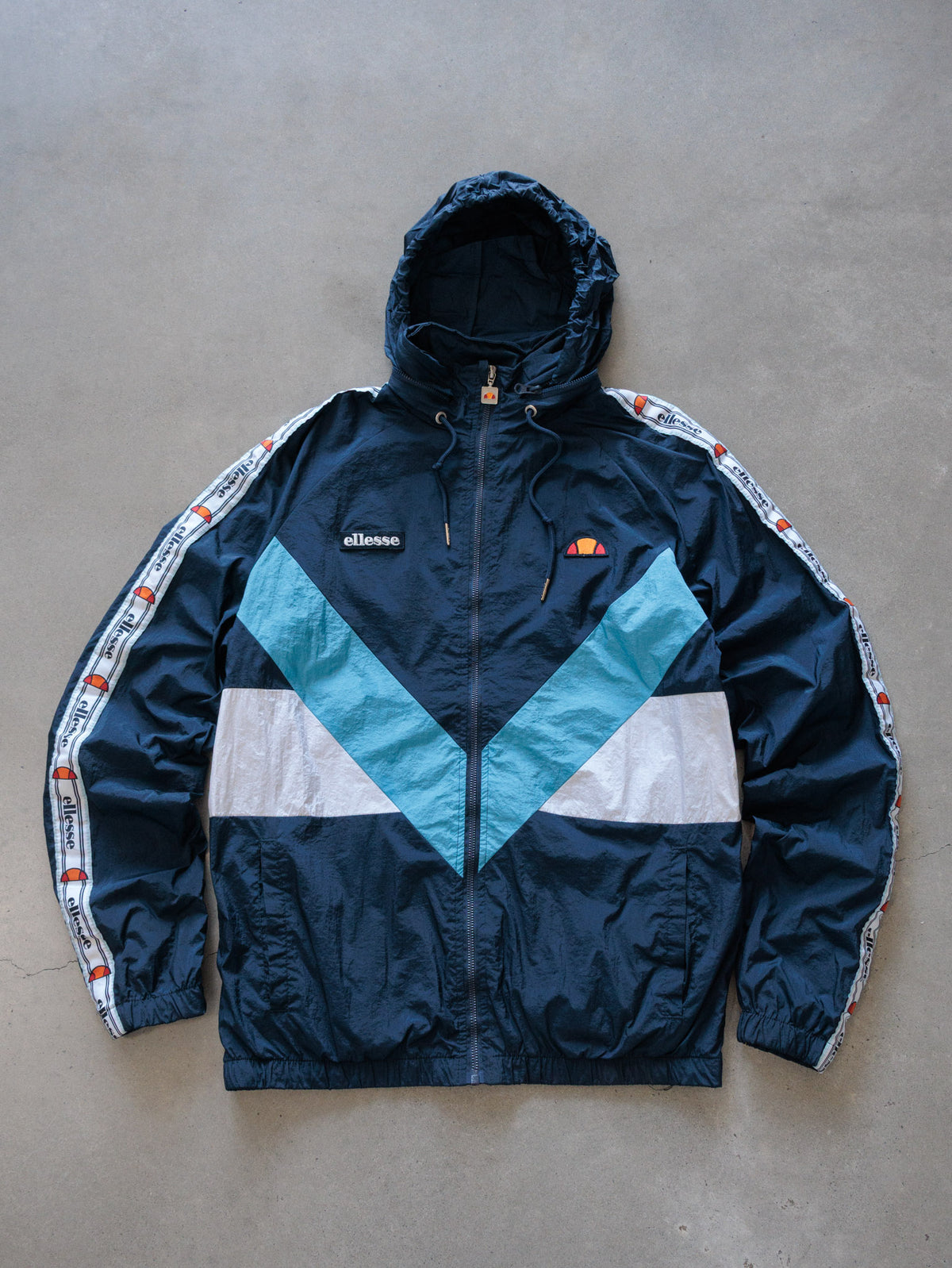 Vintage Navy Ellesse Colourblock Windbreaker (M)