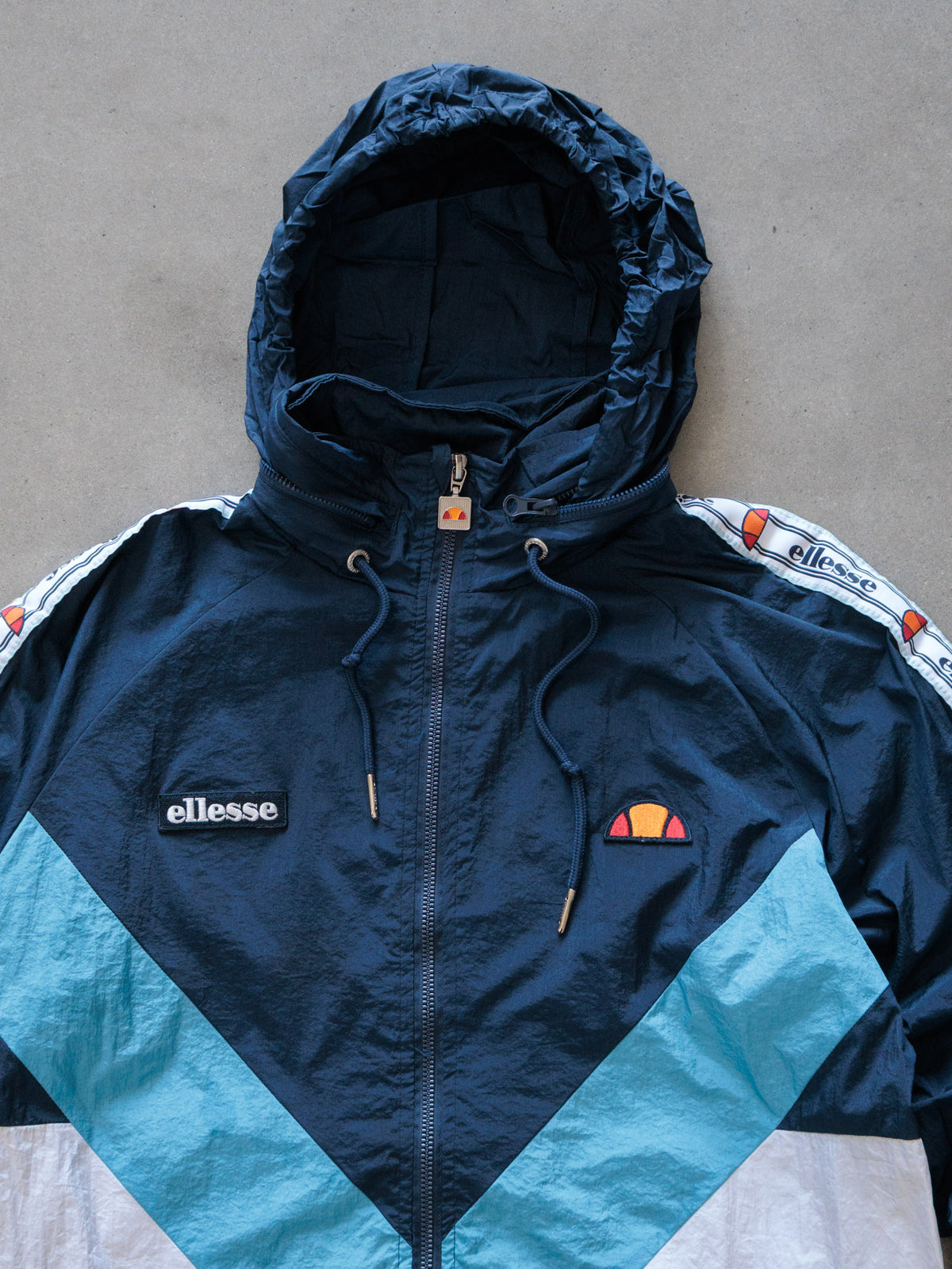 Vintage Navy Ellesse Colourblock Windbreaker (M)