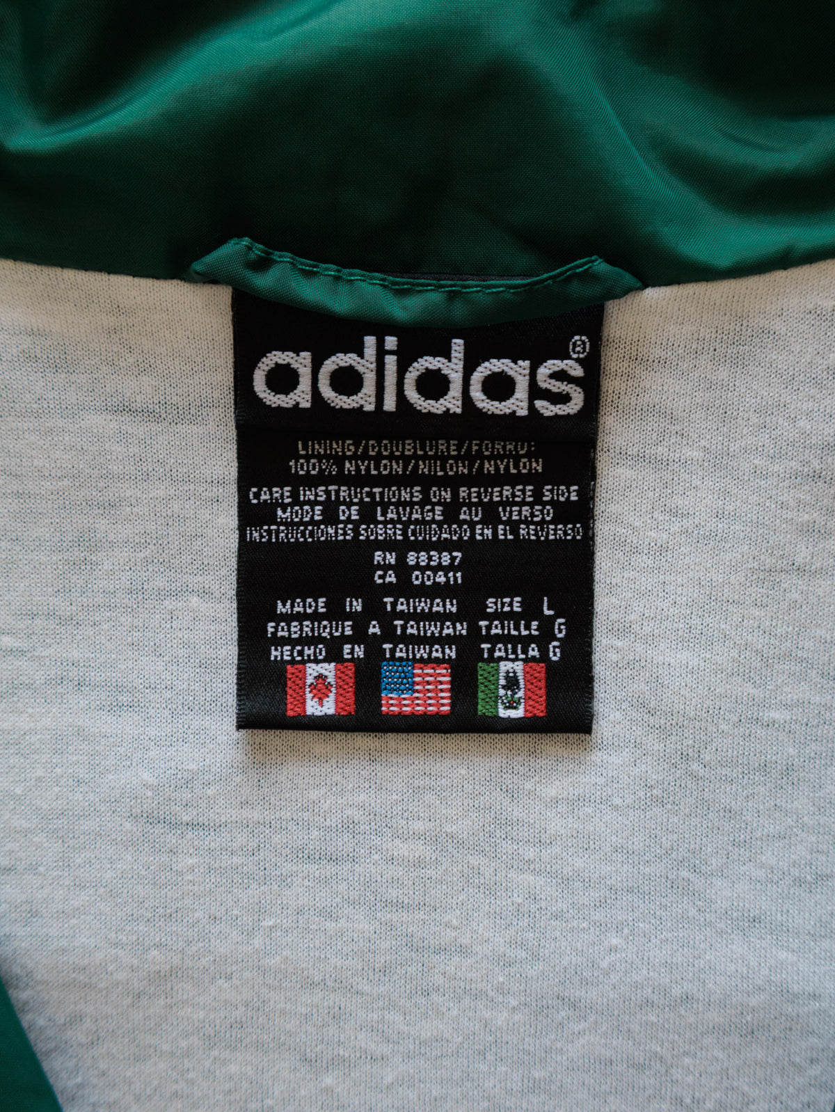 Vintage 90s Green Adidas Colourblock Jacket (L)