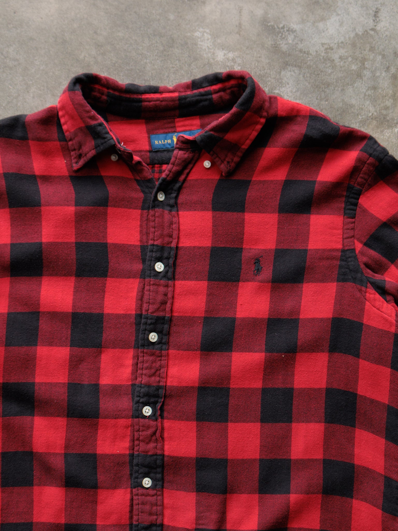 Vintage Red & Black Ralph Lauren Flannel Shirt (XL)