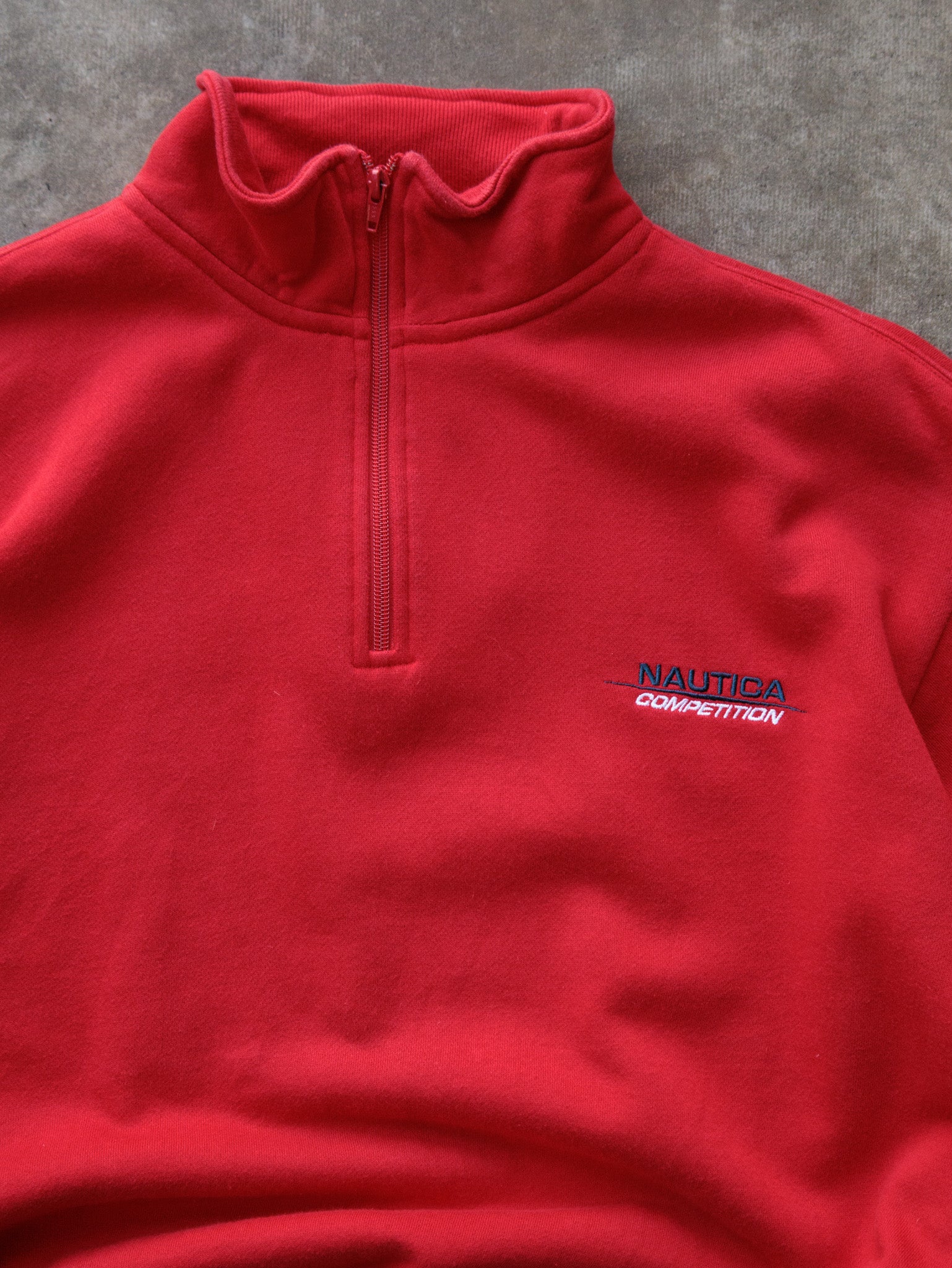 Vintage 90s Red Nautica Competition Fleece Quarter Zip (M)