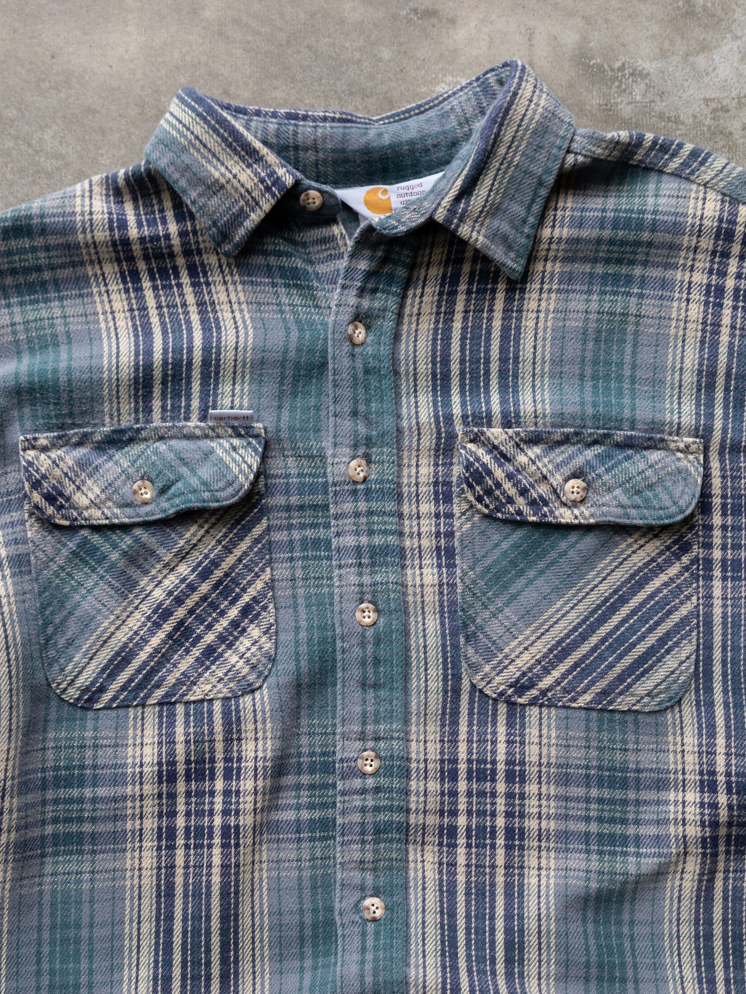 Vintage Blue & Green Carhartt Flannel Shirt (L)