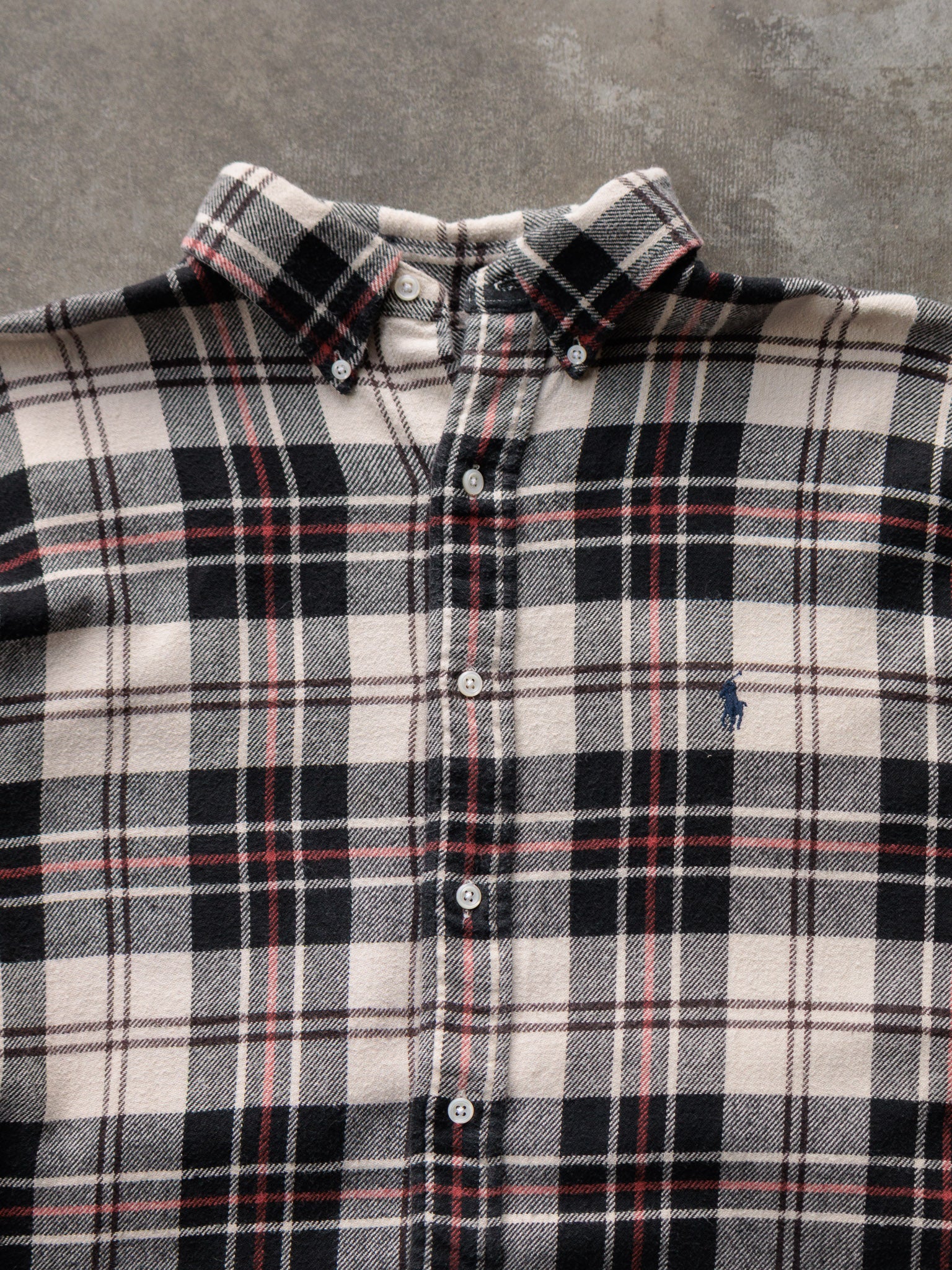 Vintage Black & Cream Ralph Lauren Flannel Shirt (XL)