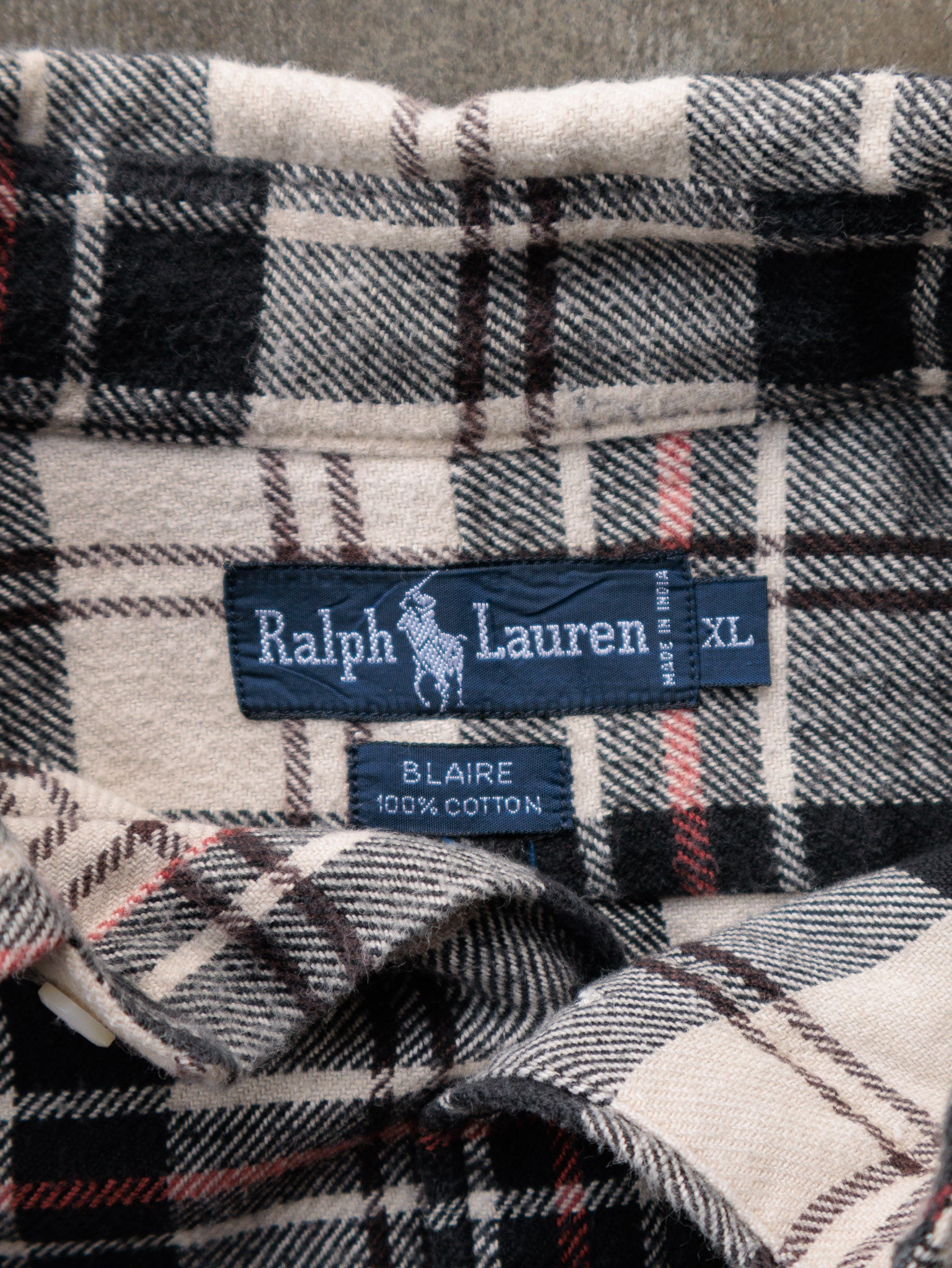 Vintage Black & Cream Ralph Lauren Flannel Shirt (XL)