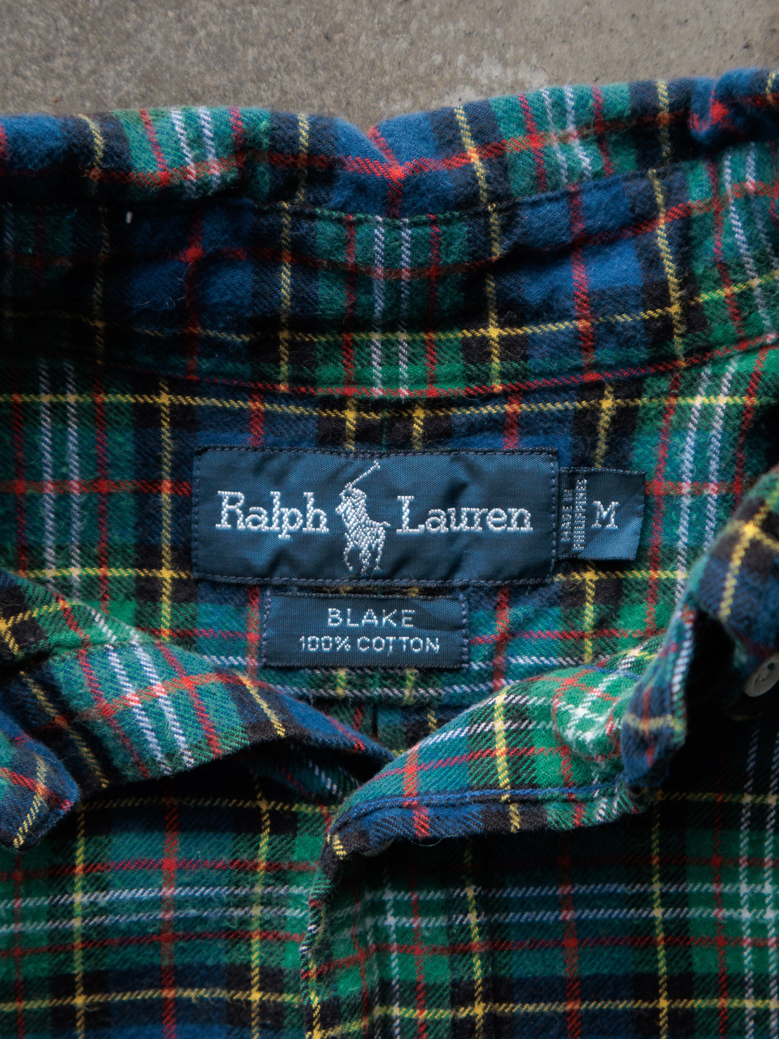 Vintage 90s Green Ralph Lauren Plaid Flannel Shirt (M)