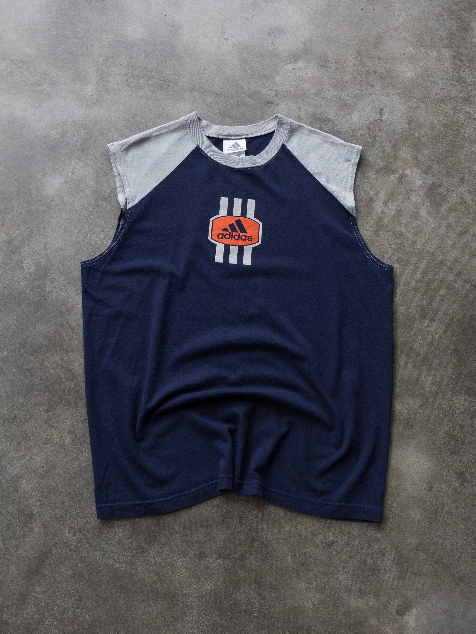 Vintage Navy & Grey Adidas Graphic Tank (L)