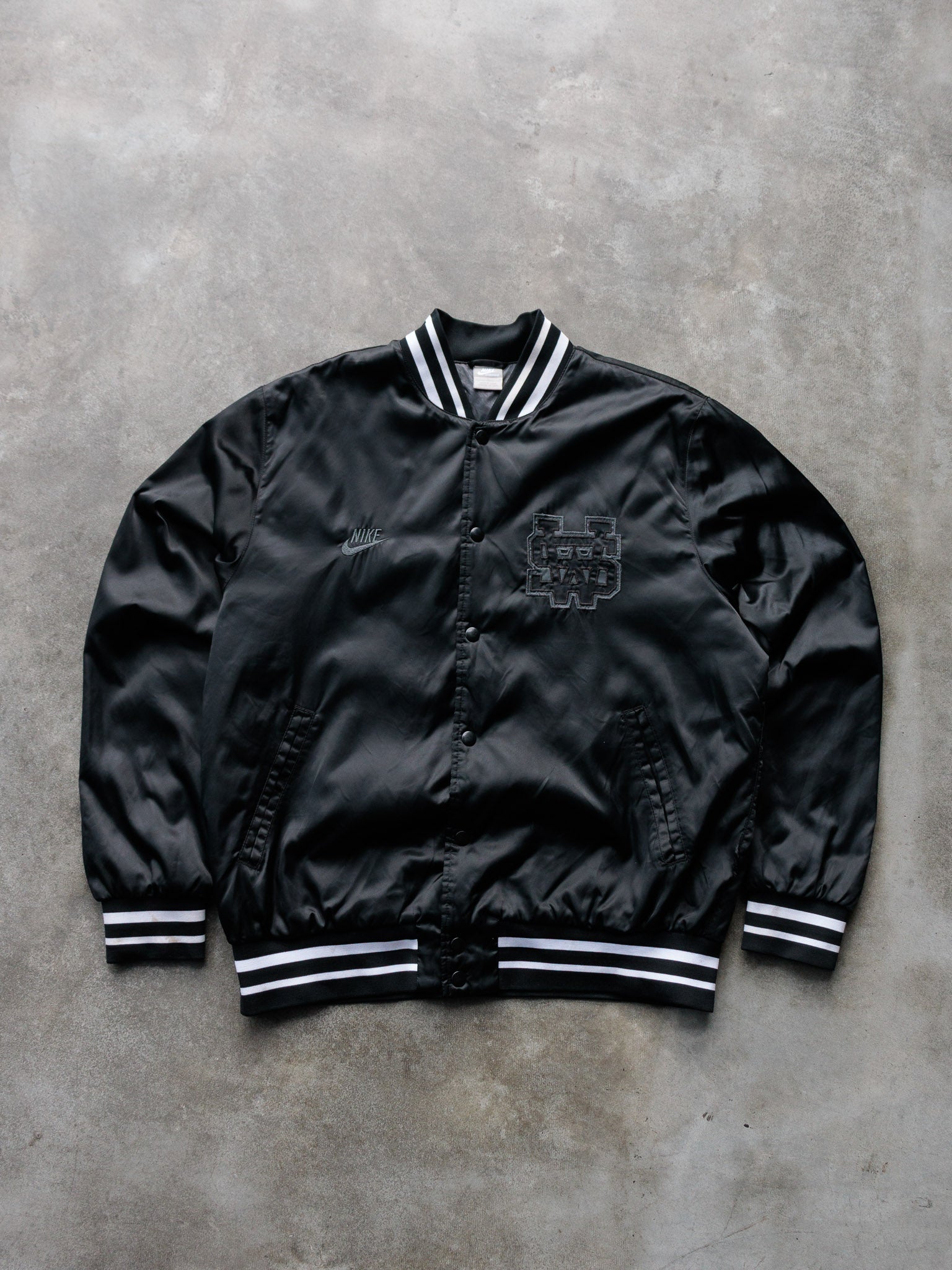 Vintage Black Nike Satin Bomber Jacket (L)
